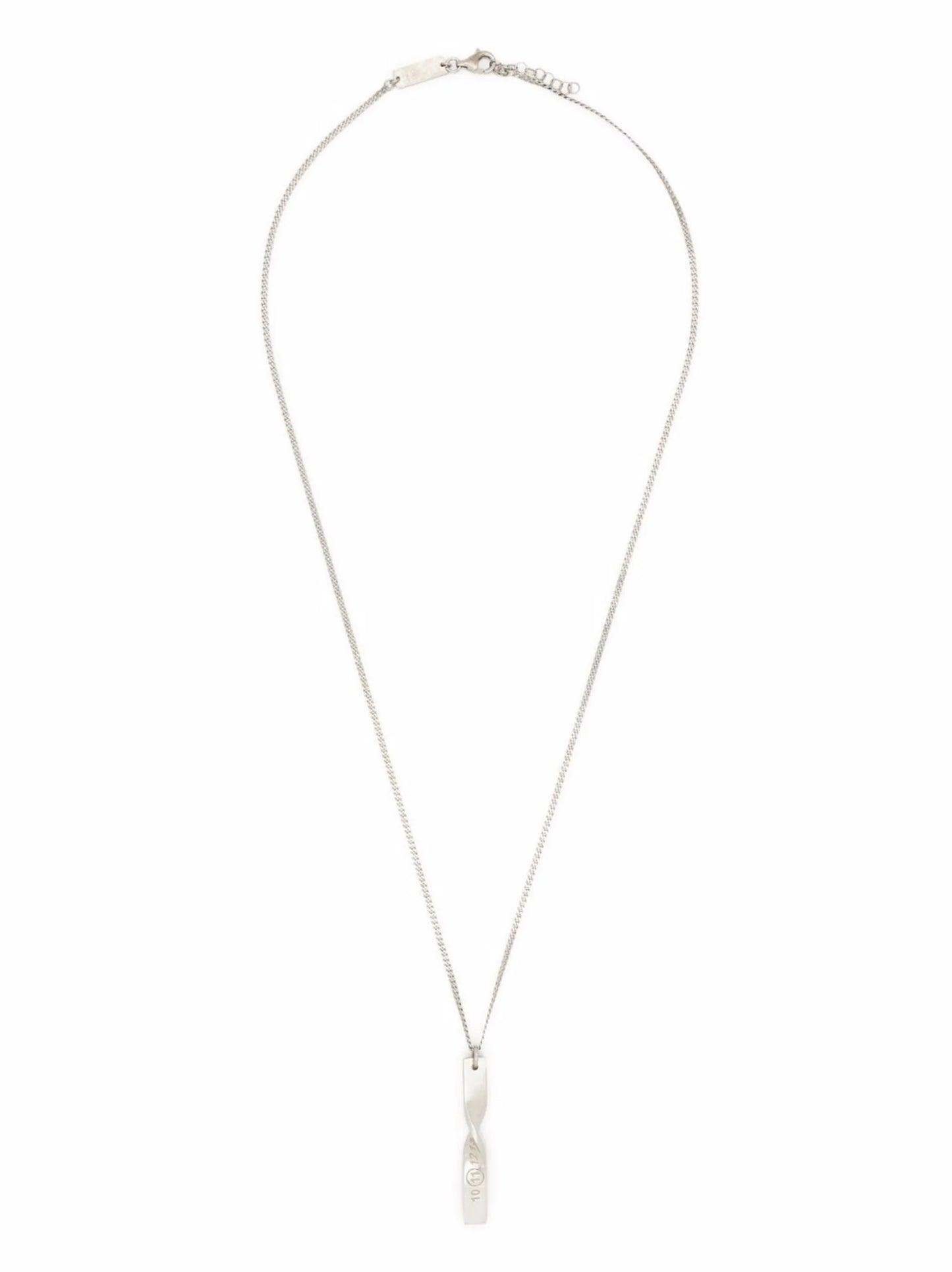 engraved-numbers twisted charm necklace