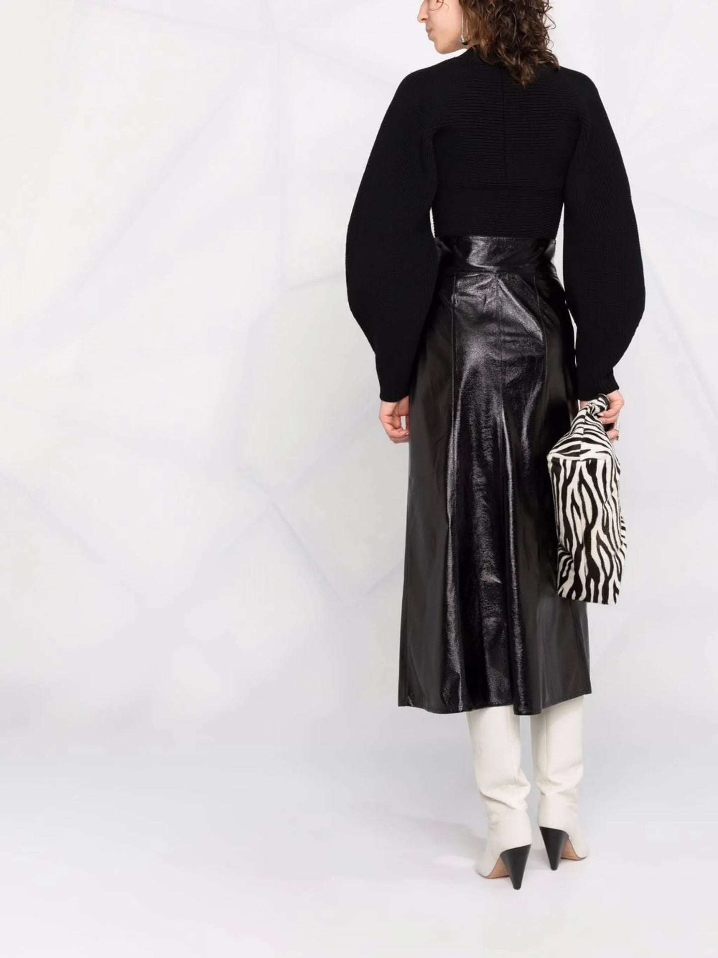 Baxomili faux leather midi skirt