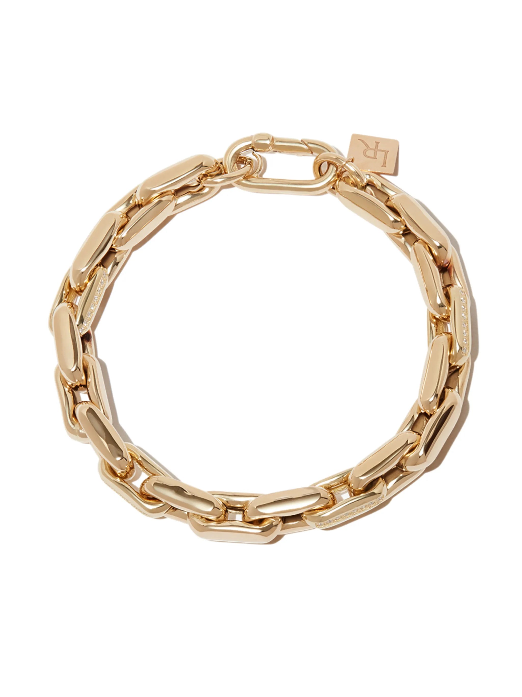 14kt yellow gold diamond chain-link bracelet