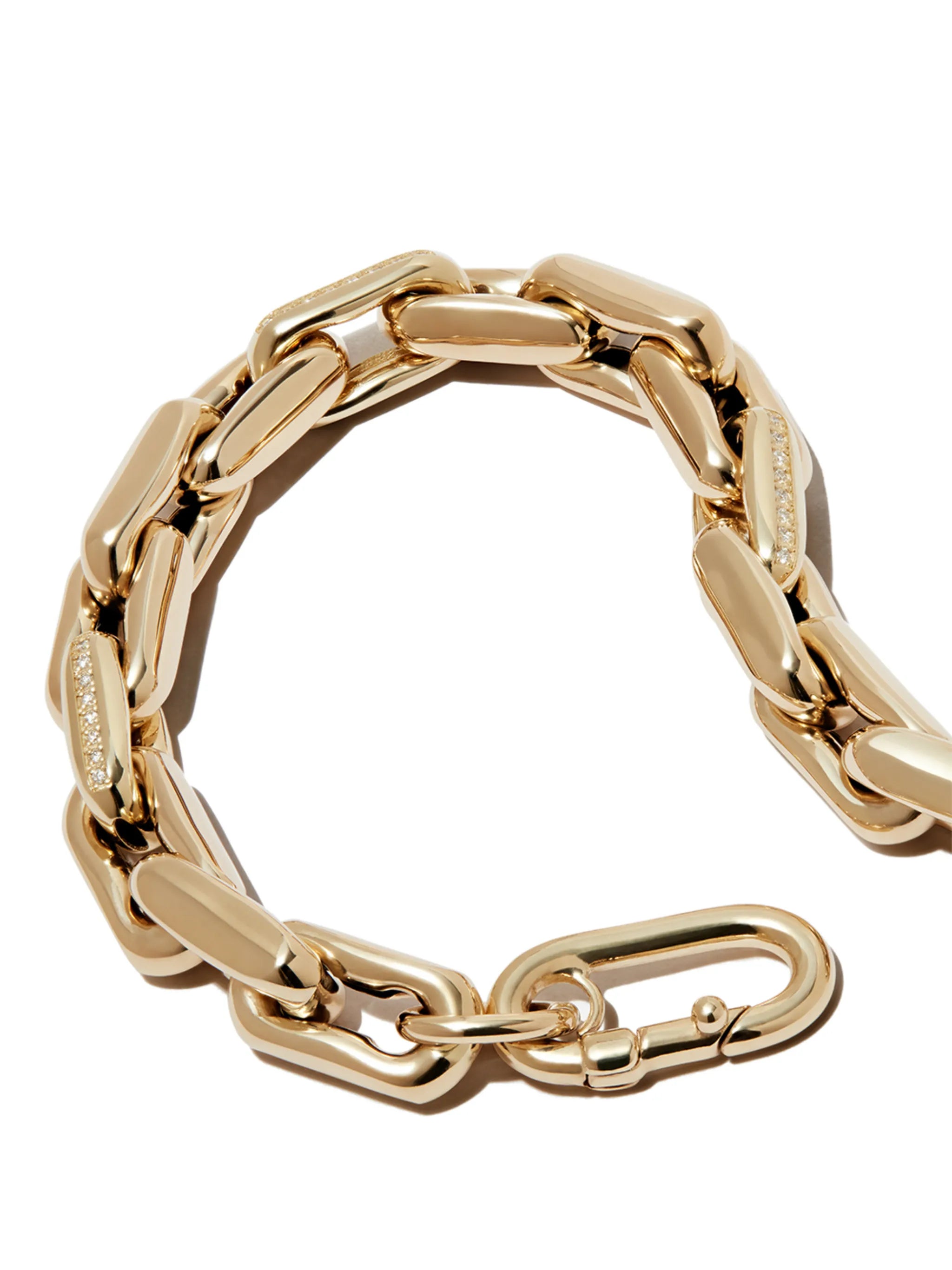 14kt yellow gold diamond chain-link bracelet