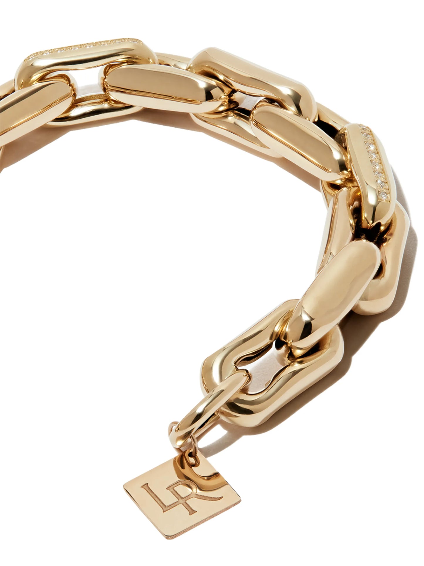 14kt yellow gold diamond chain-link bracelet