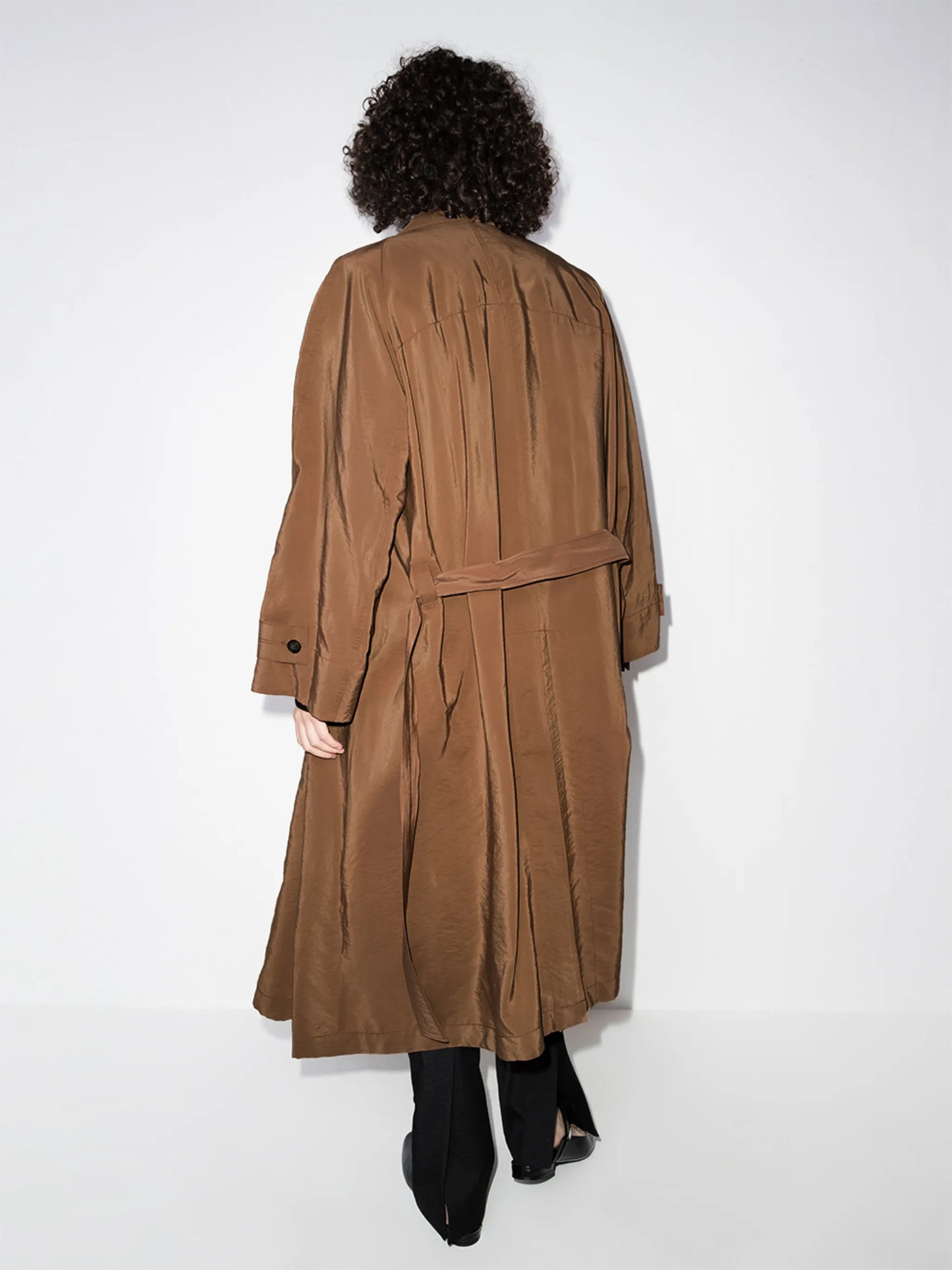 layered belted trench coat