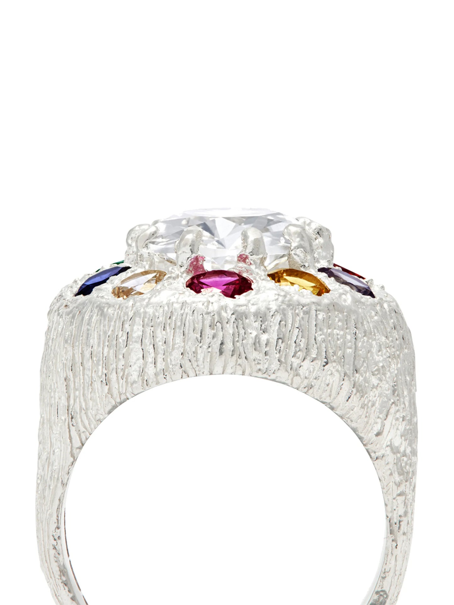 silver sapphire signet ring