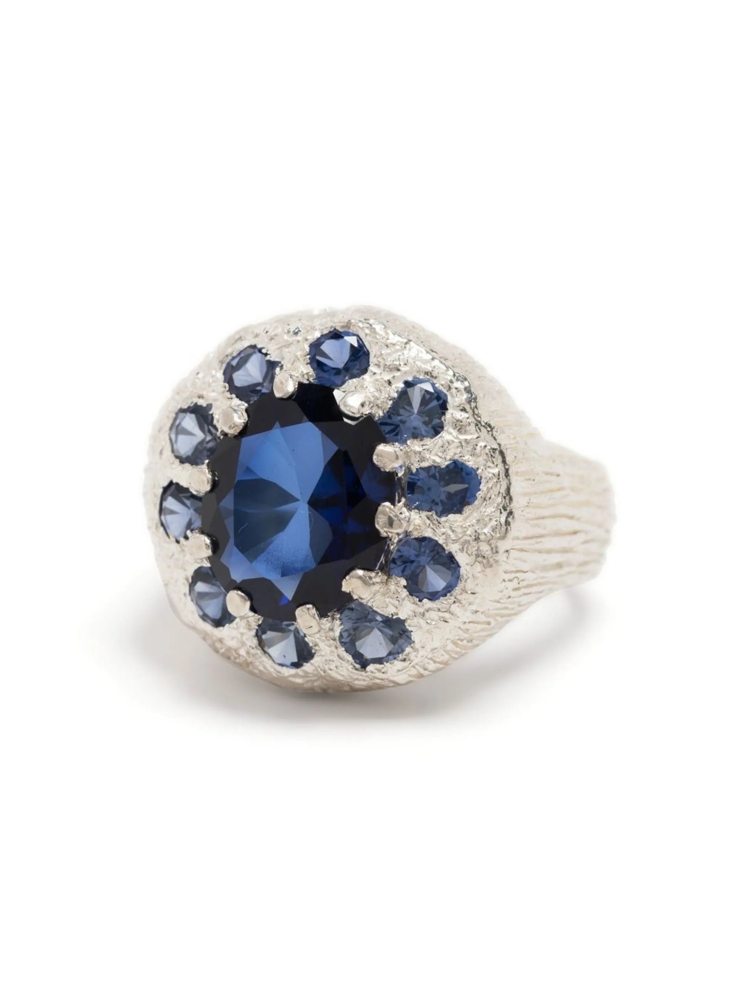 silver sapphire signet ring
