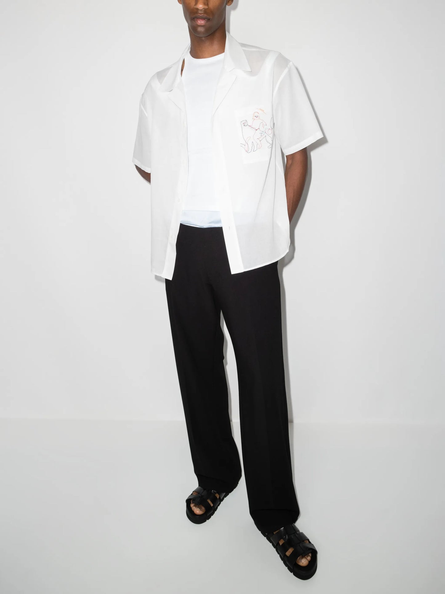 embroidered motif short-sleeved shirt