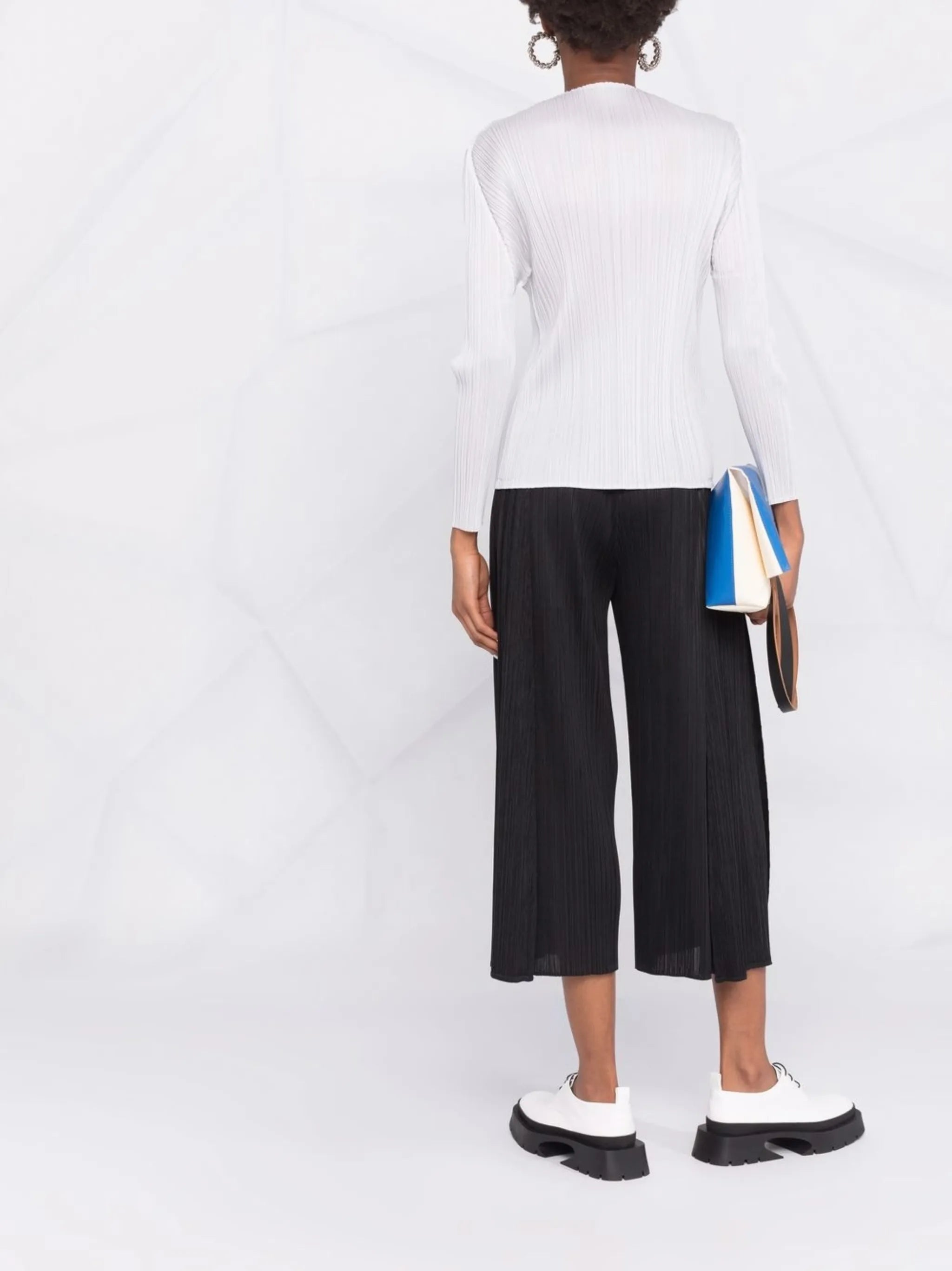 plissé-detail mock neck top