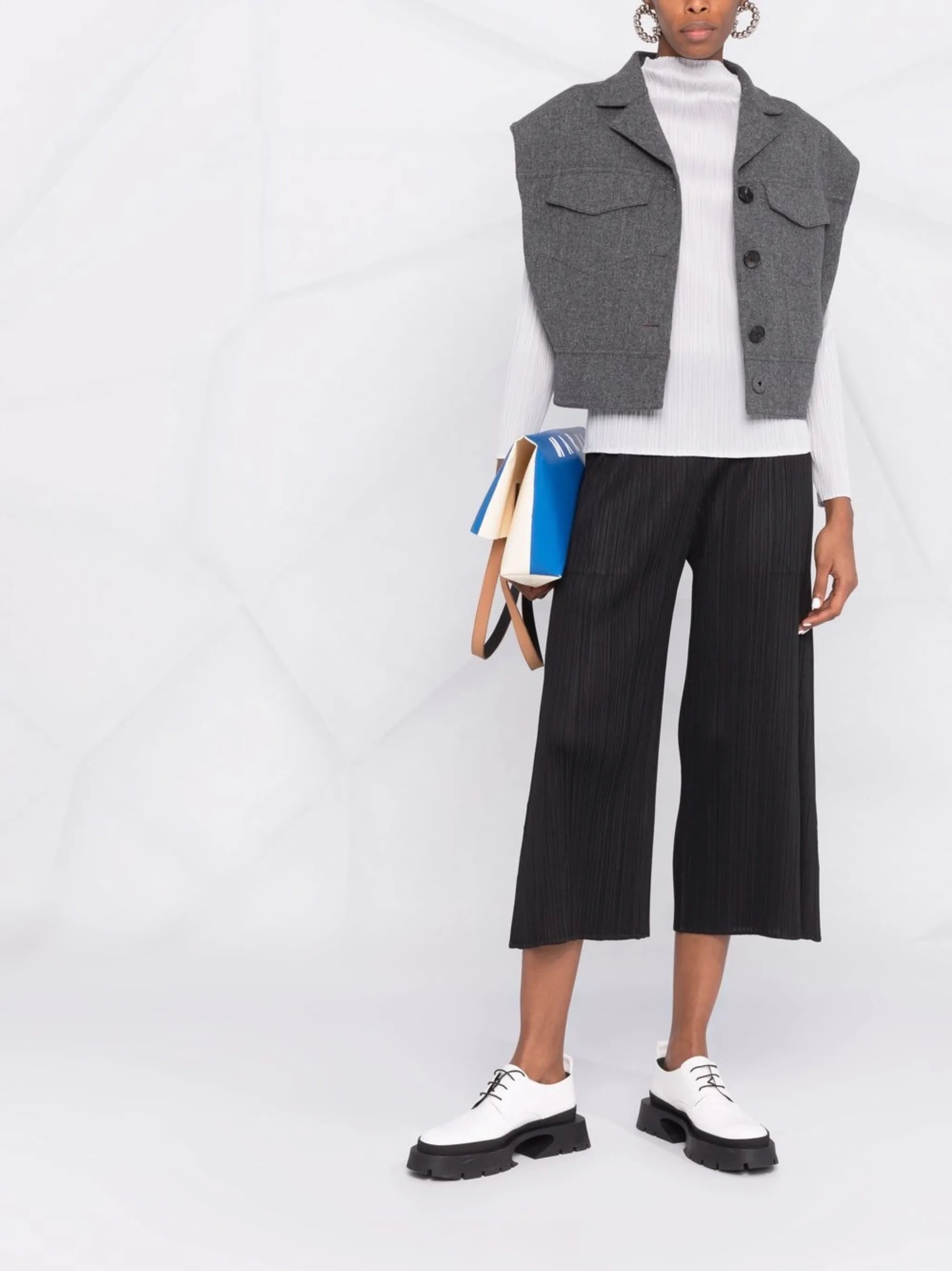plissé-detail mock neck top