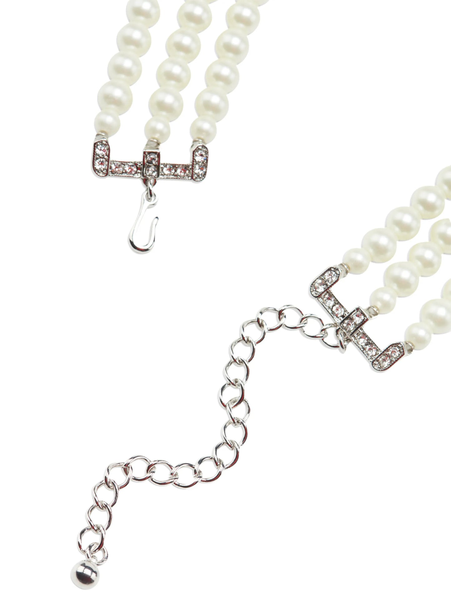 crystal-embellished pearl necklace