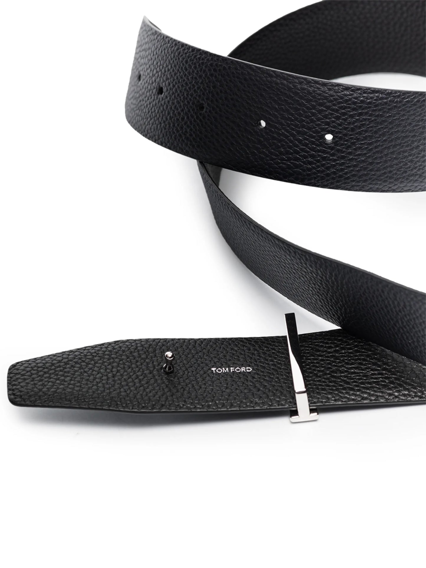 T logo-buckle reversible leather belt