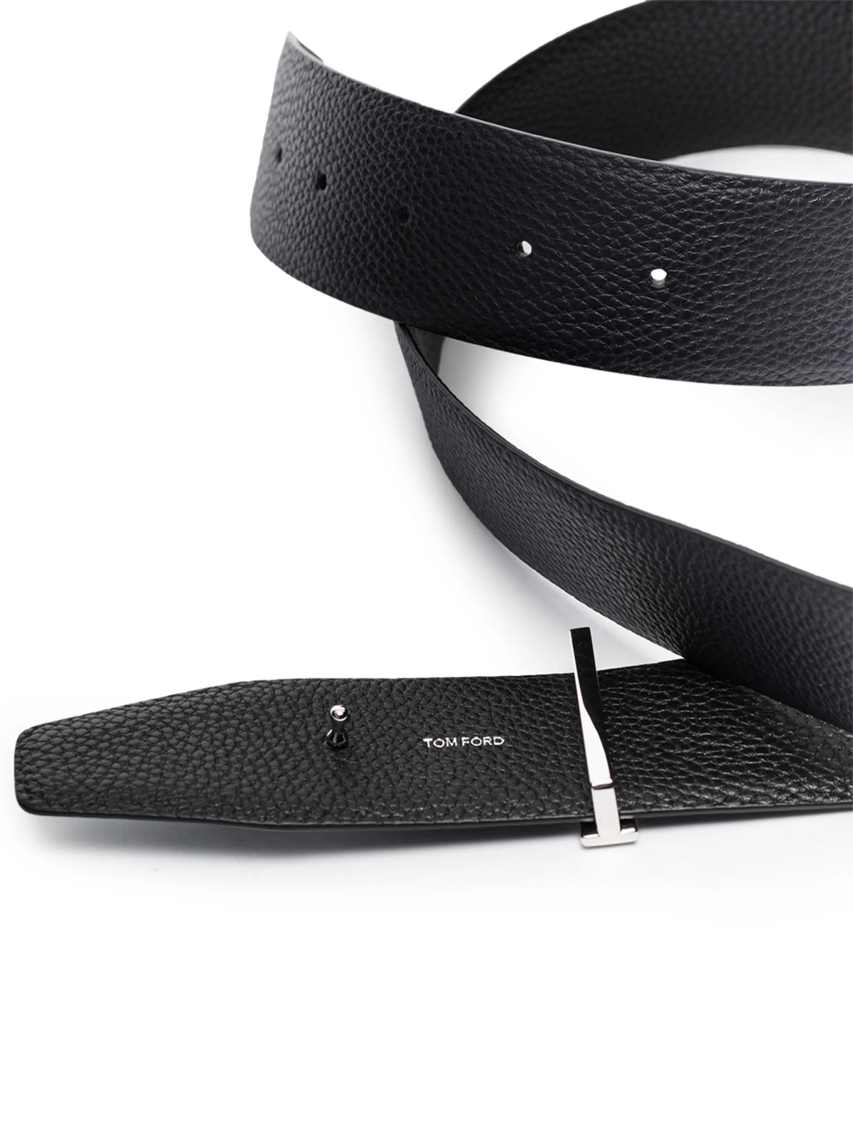 T logo-buckle reversible leather belt
