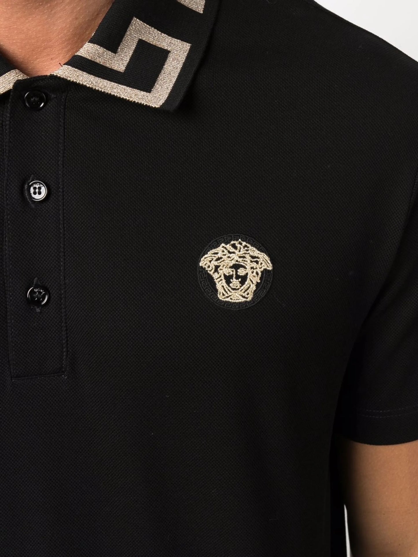 Greca-collar polo shirt