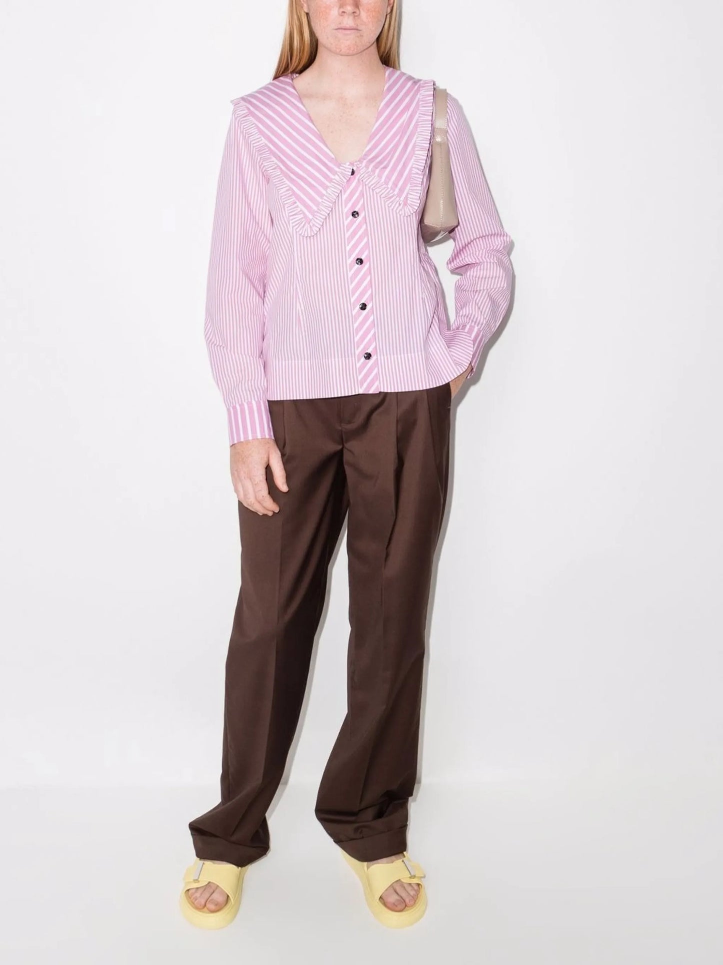 Peter Pan-collar striped shirt
