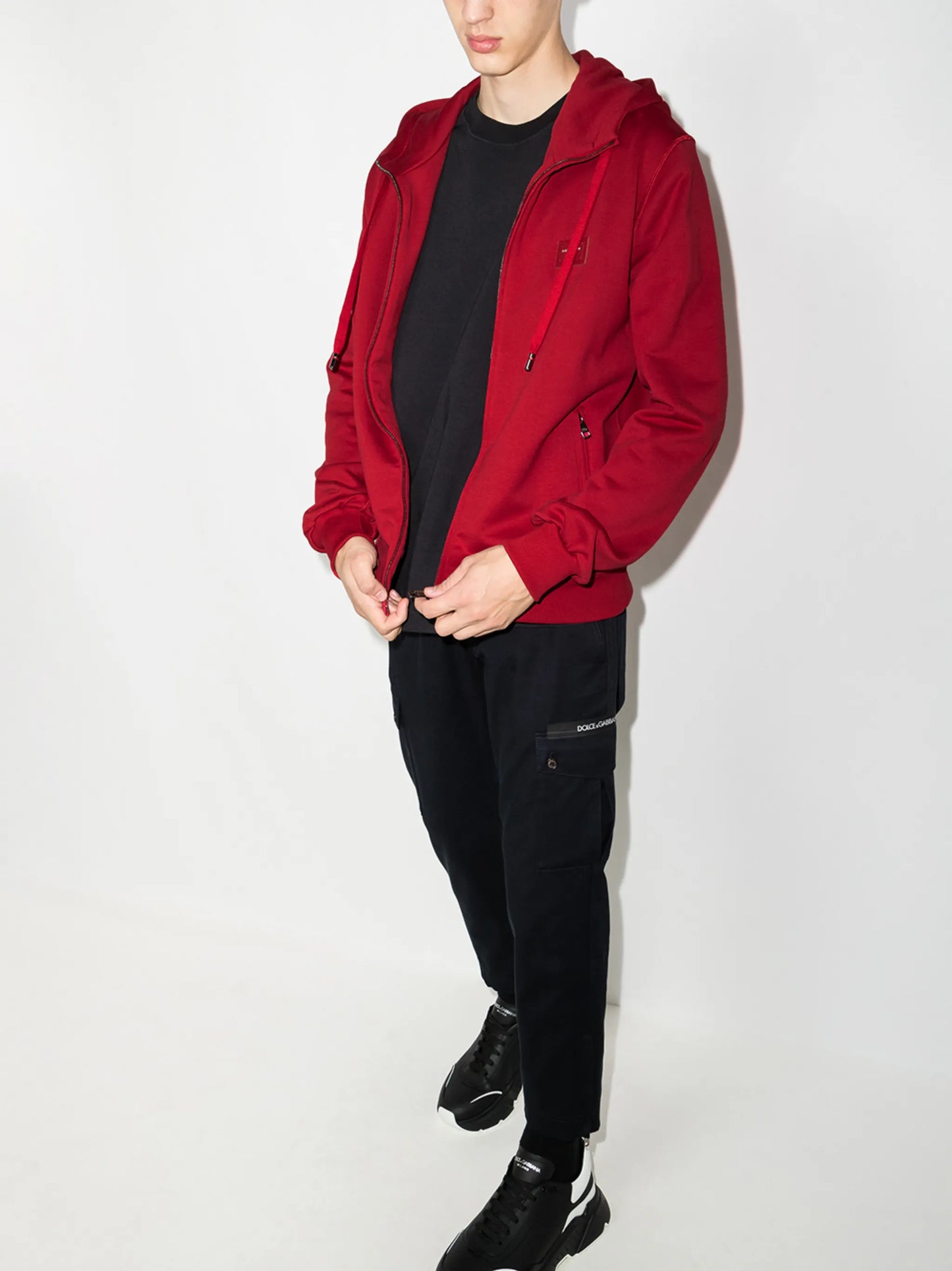 logo-patch zipped hoodie