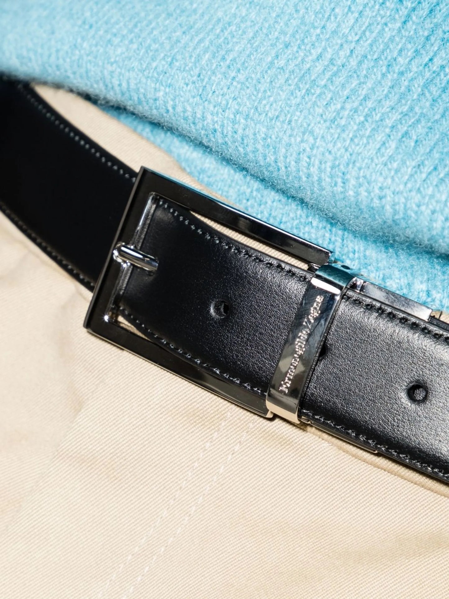 reversible buckle leather belt