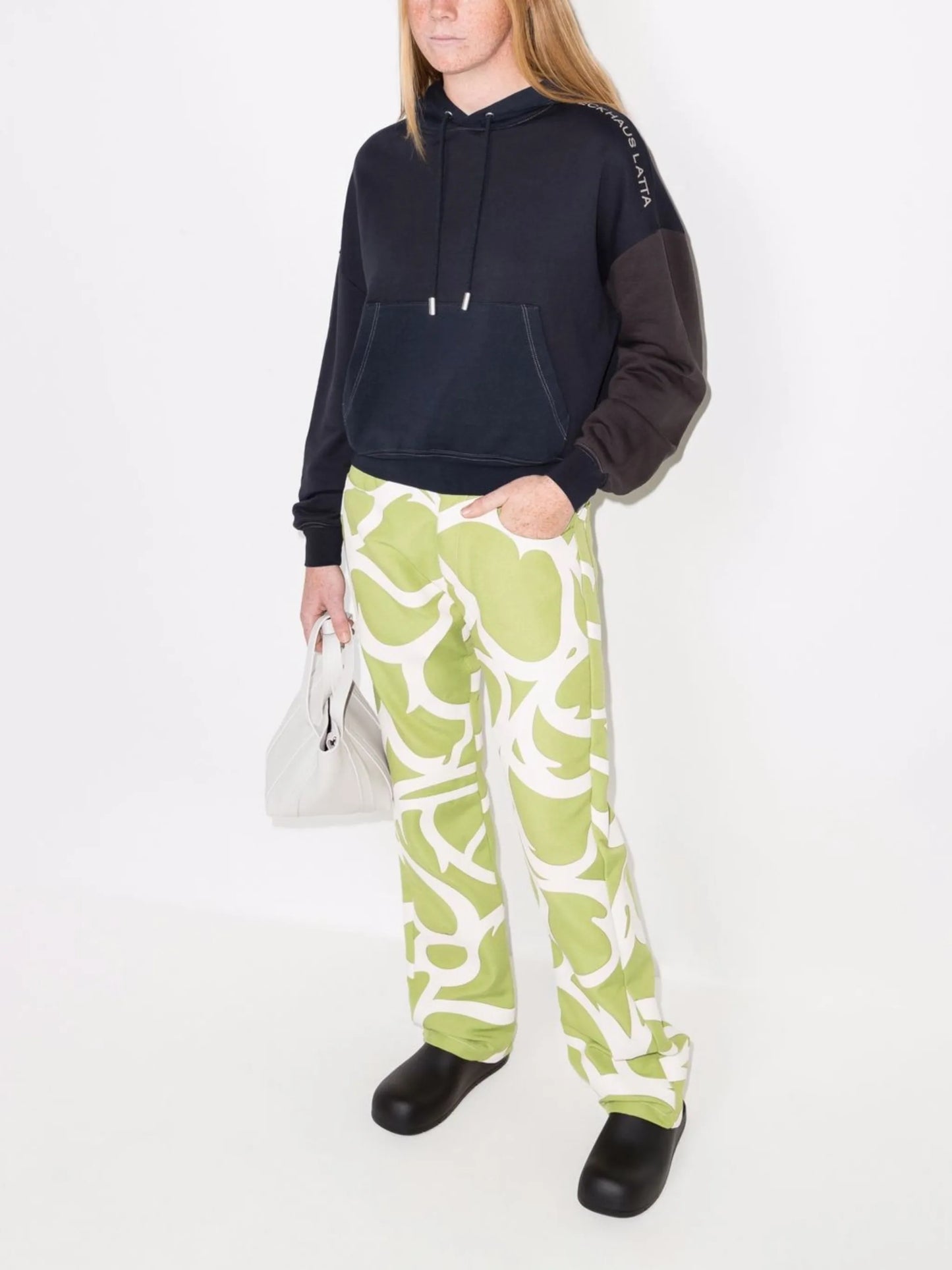 panelled cotton hoodie