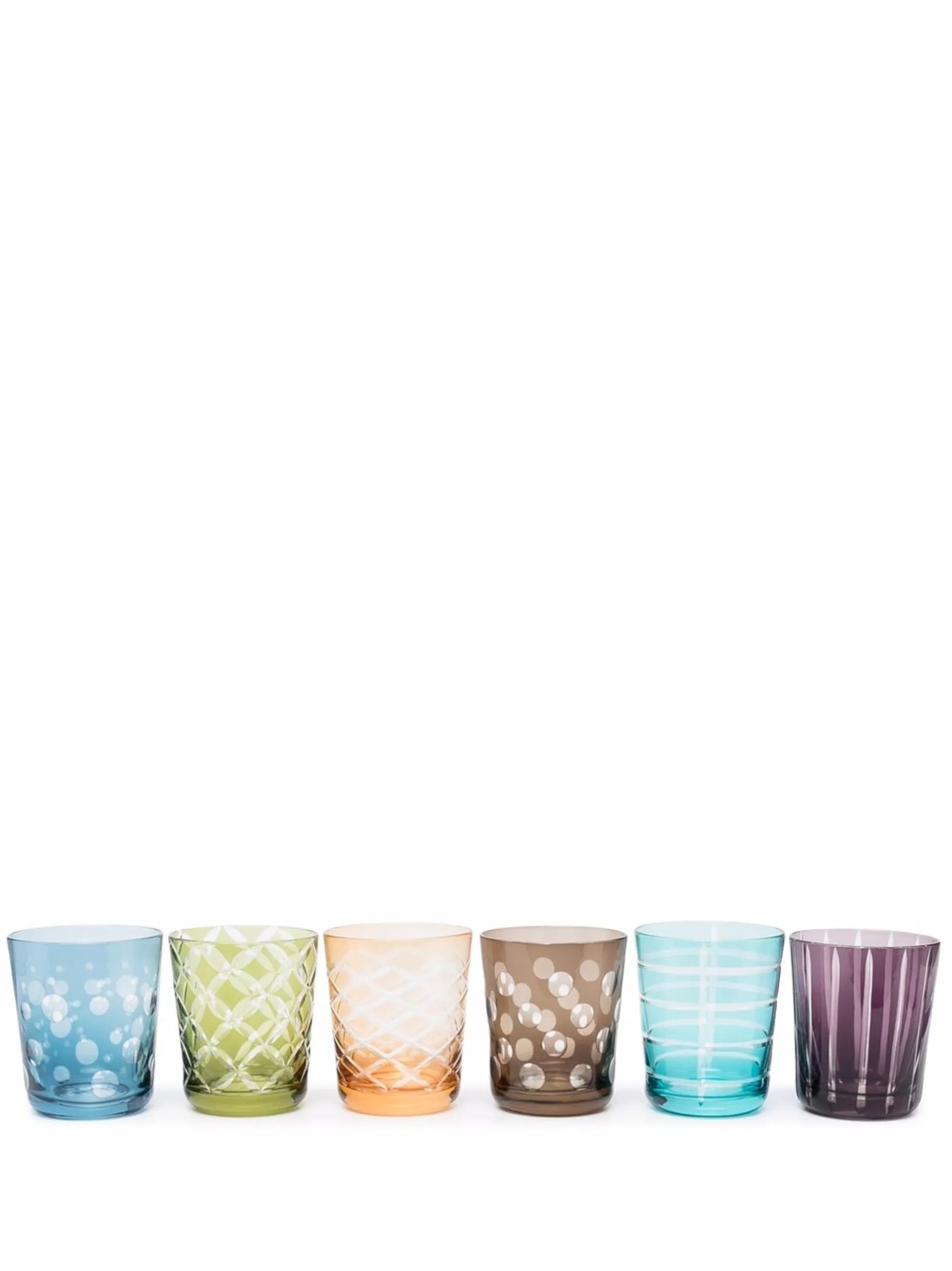 geometric-embossed glasses (set of 6)