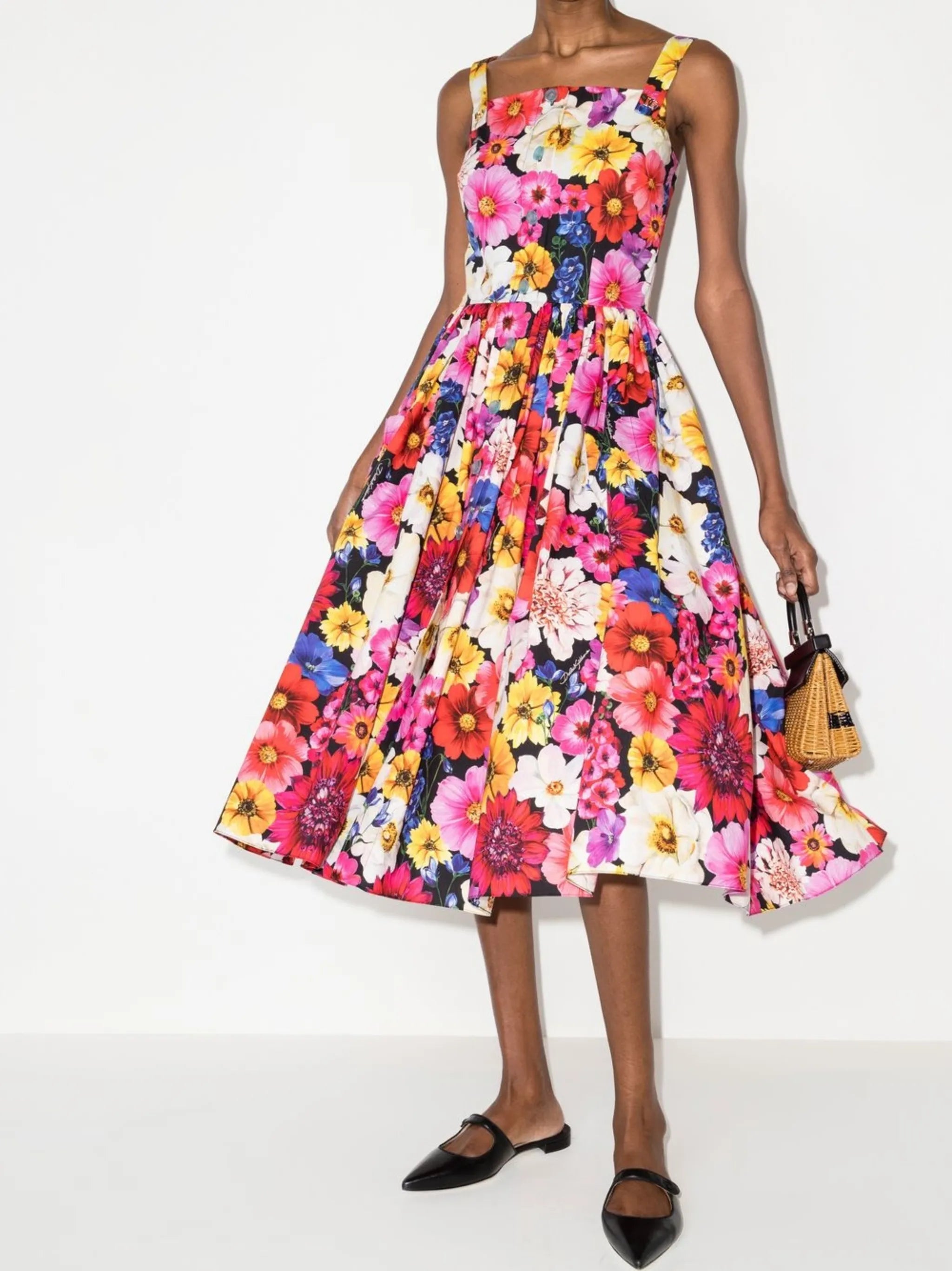 floral-print midi dress