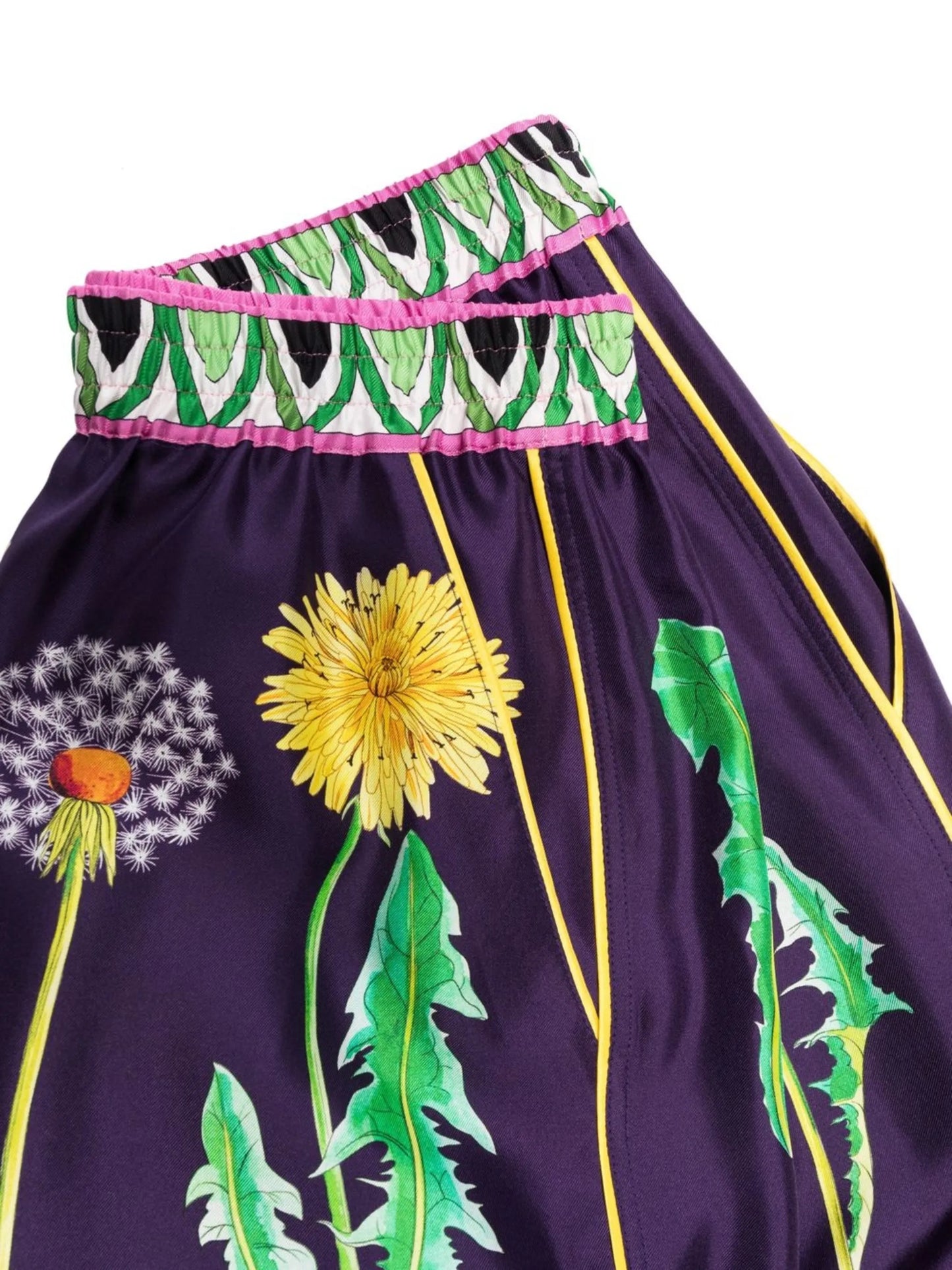 dandelion-print silk palazzo trousers