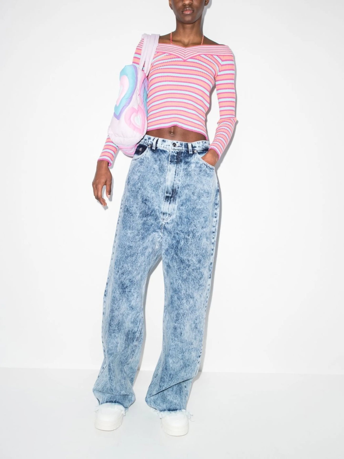 acid-wash wide leg jeans