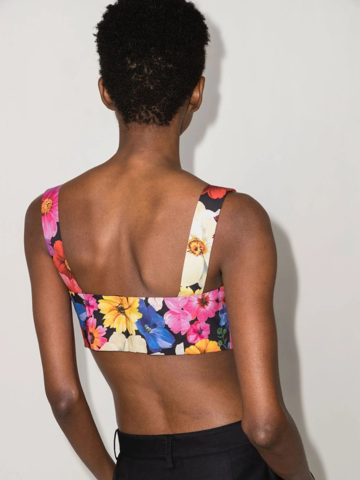 floral-print cropped top