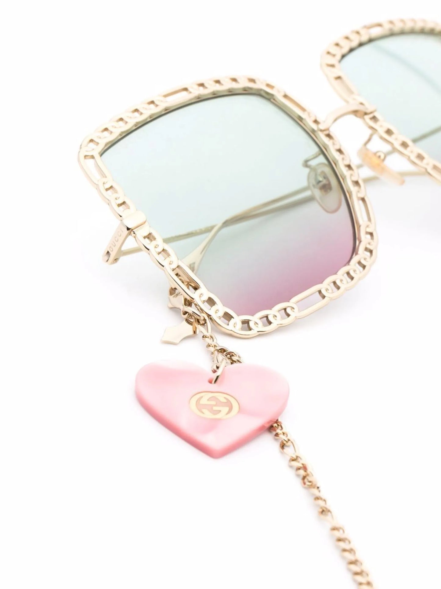 heart-pendant square-frame sunglasses