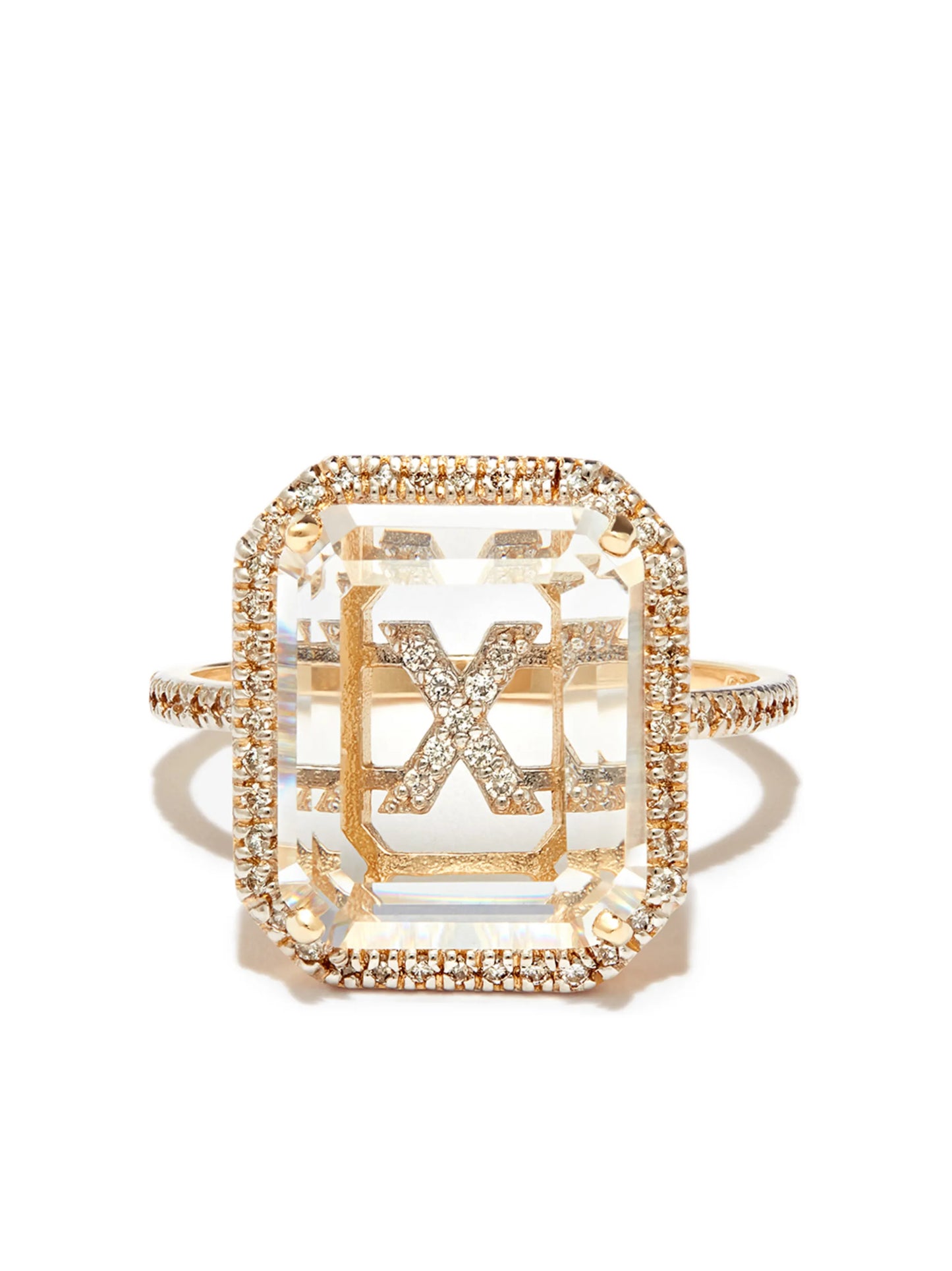 14kt yellow gold X Initial diamond ring