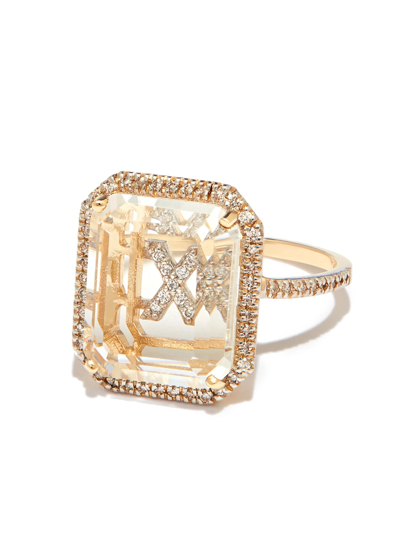 14kt yellow gold X Initial diamond ring