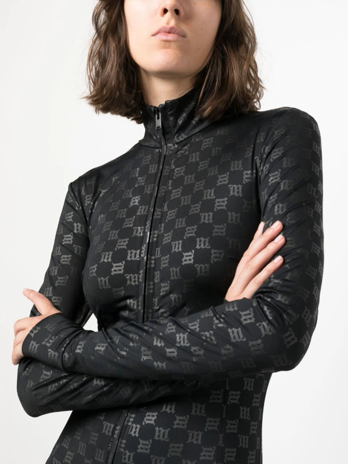 monogram zip-up ski jumpsuit