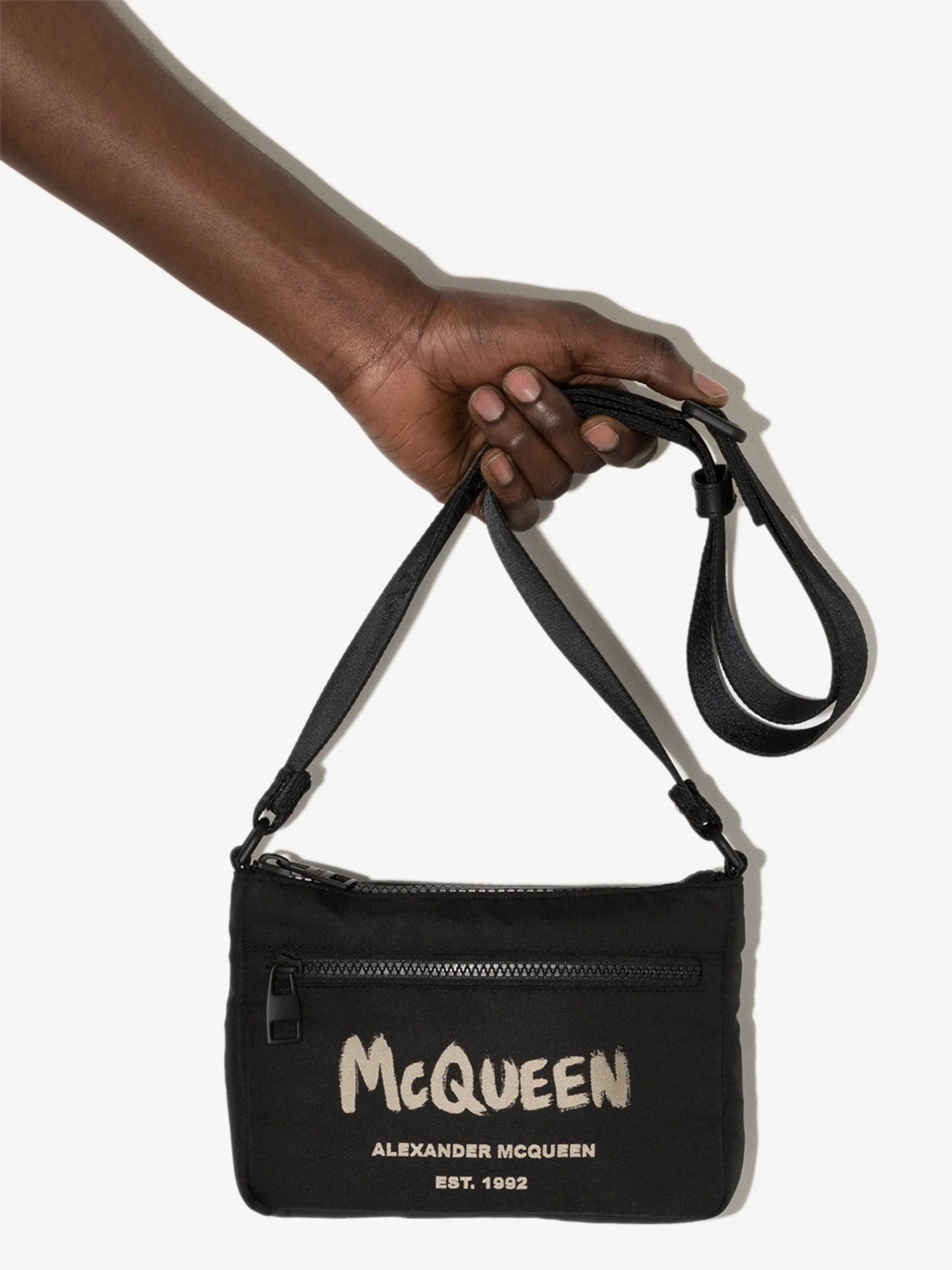 brushed logo messenger bag