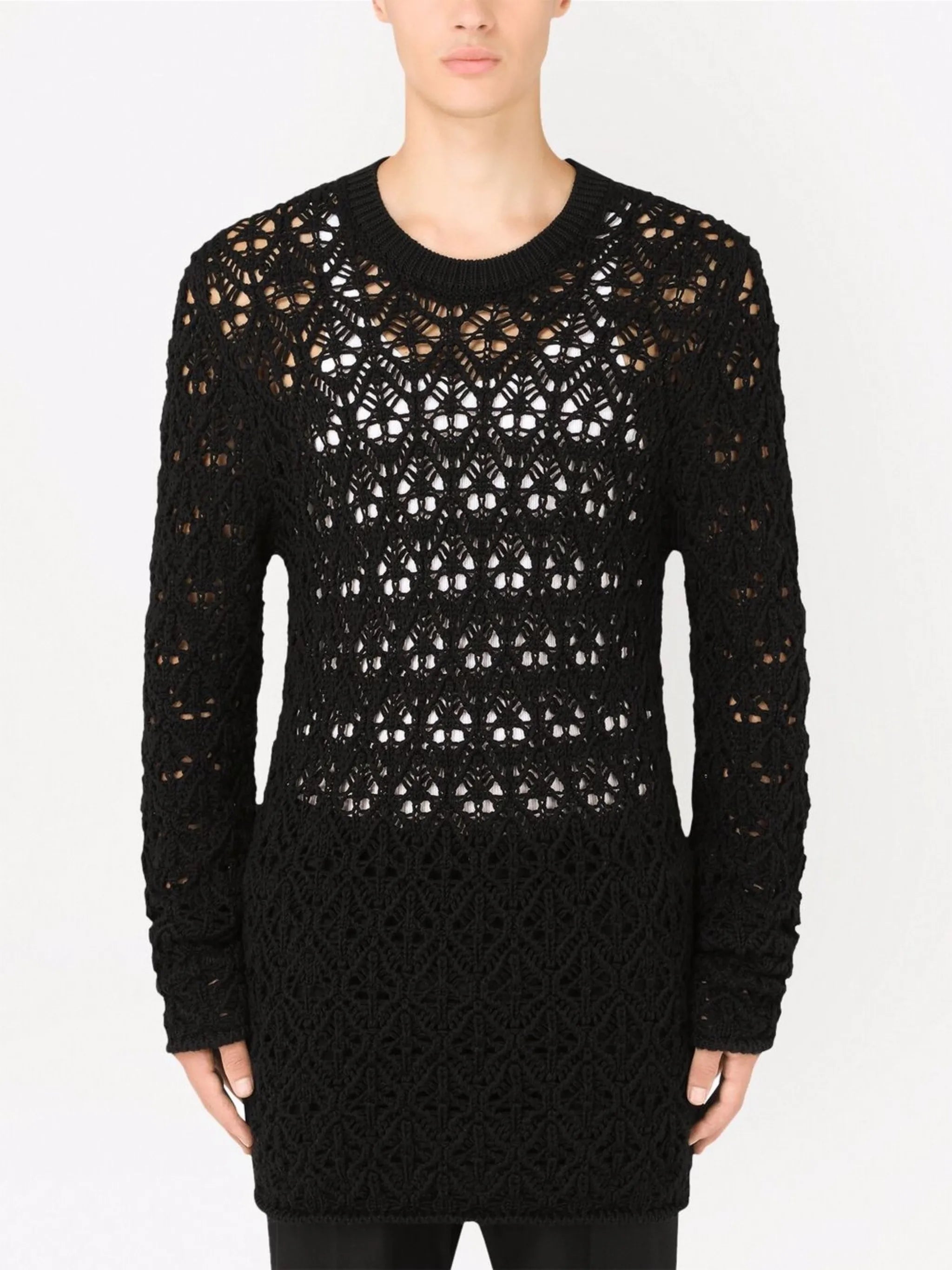 longline open knit wool jumper
