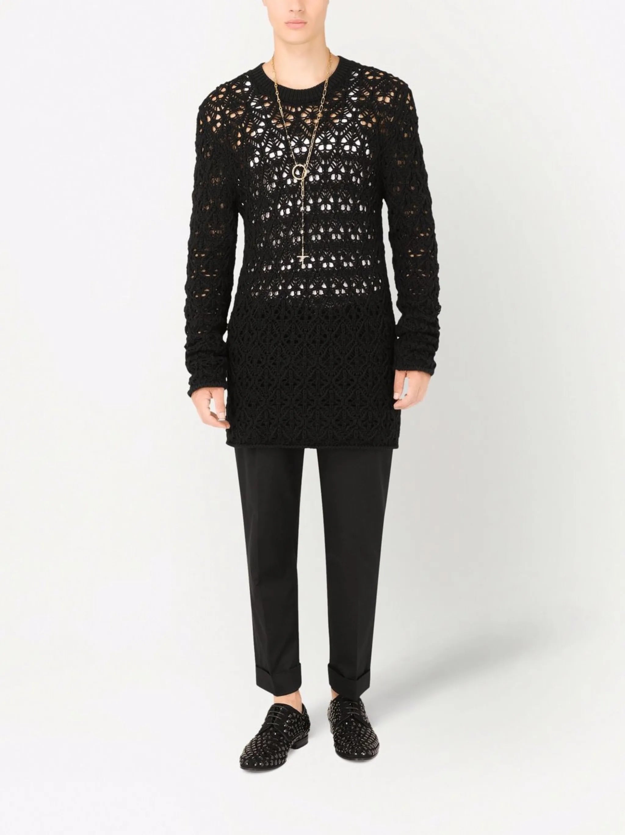 longline open knit wool jumper