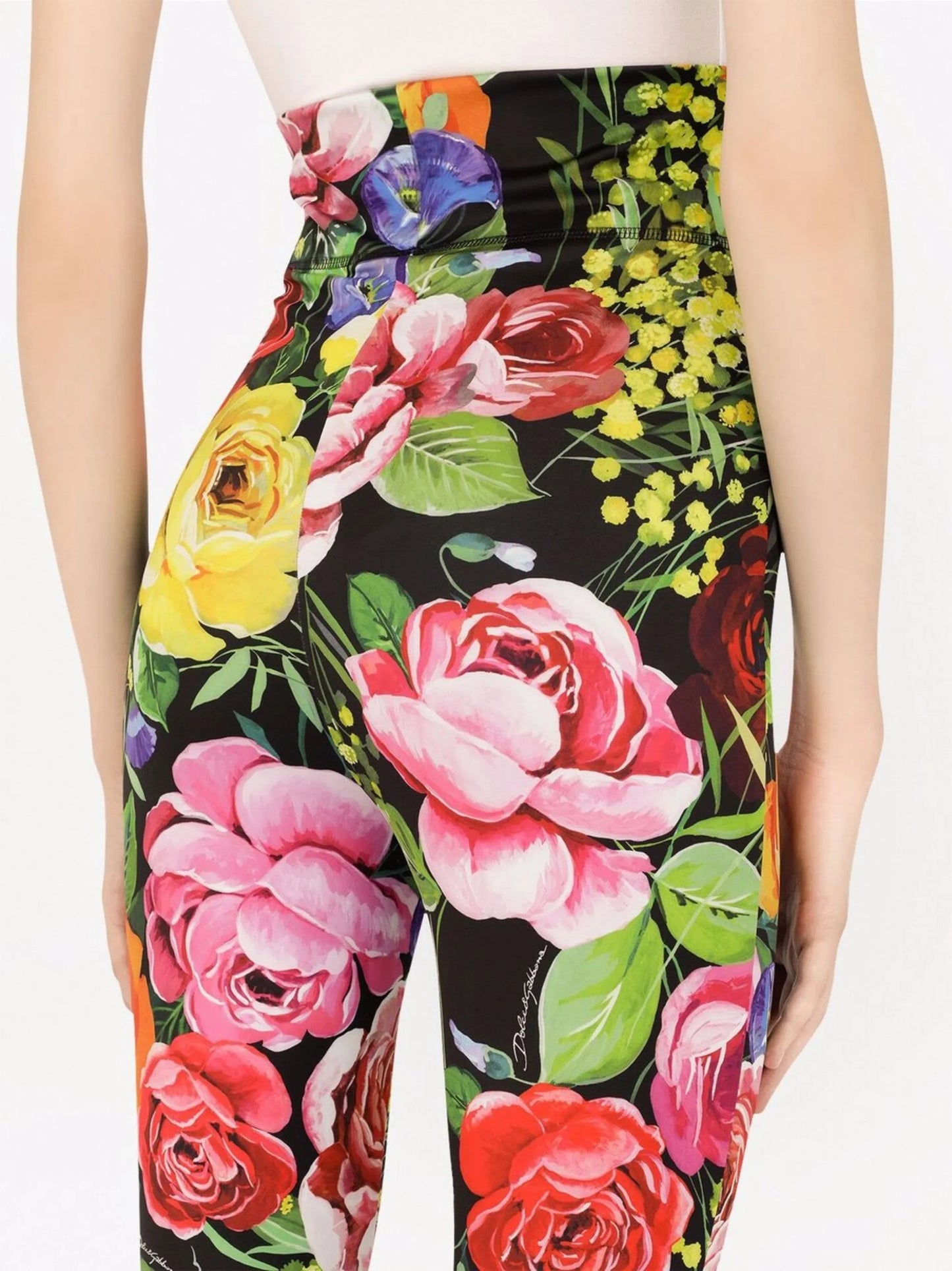 floral-print high-waisted leggings