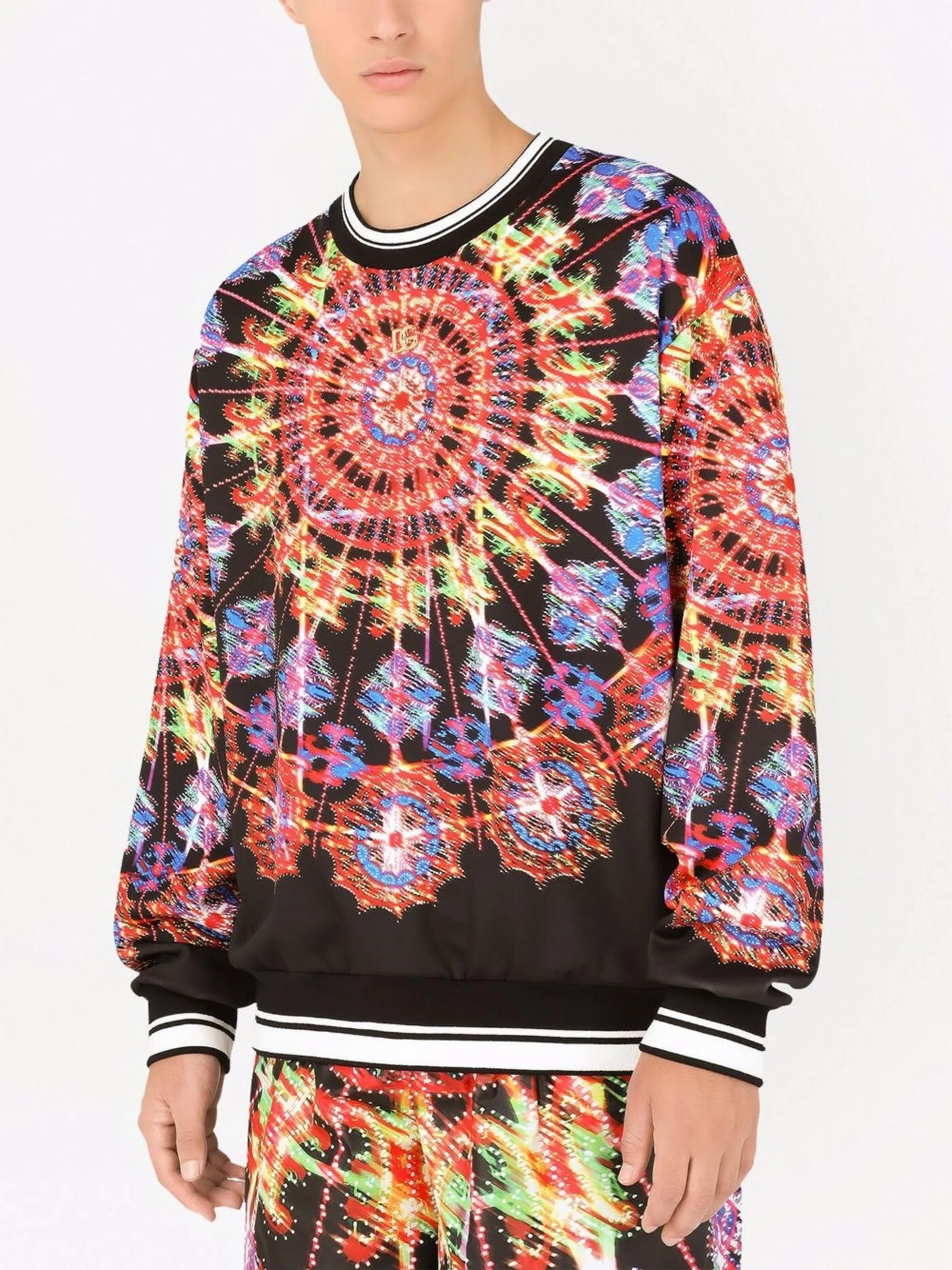 Illumination-print technical jersey sweatshirt