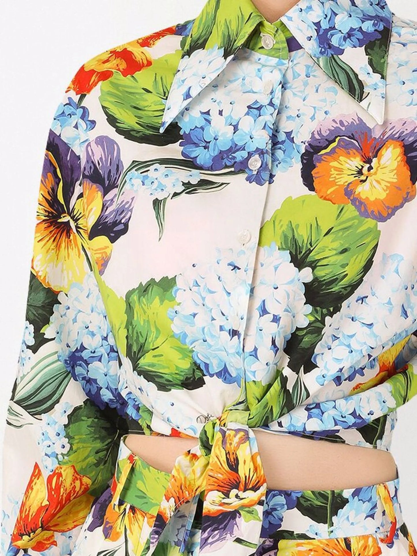 floral-print cropped shirt