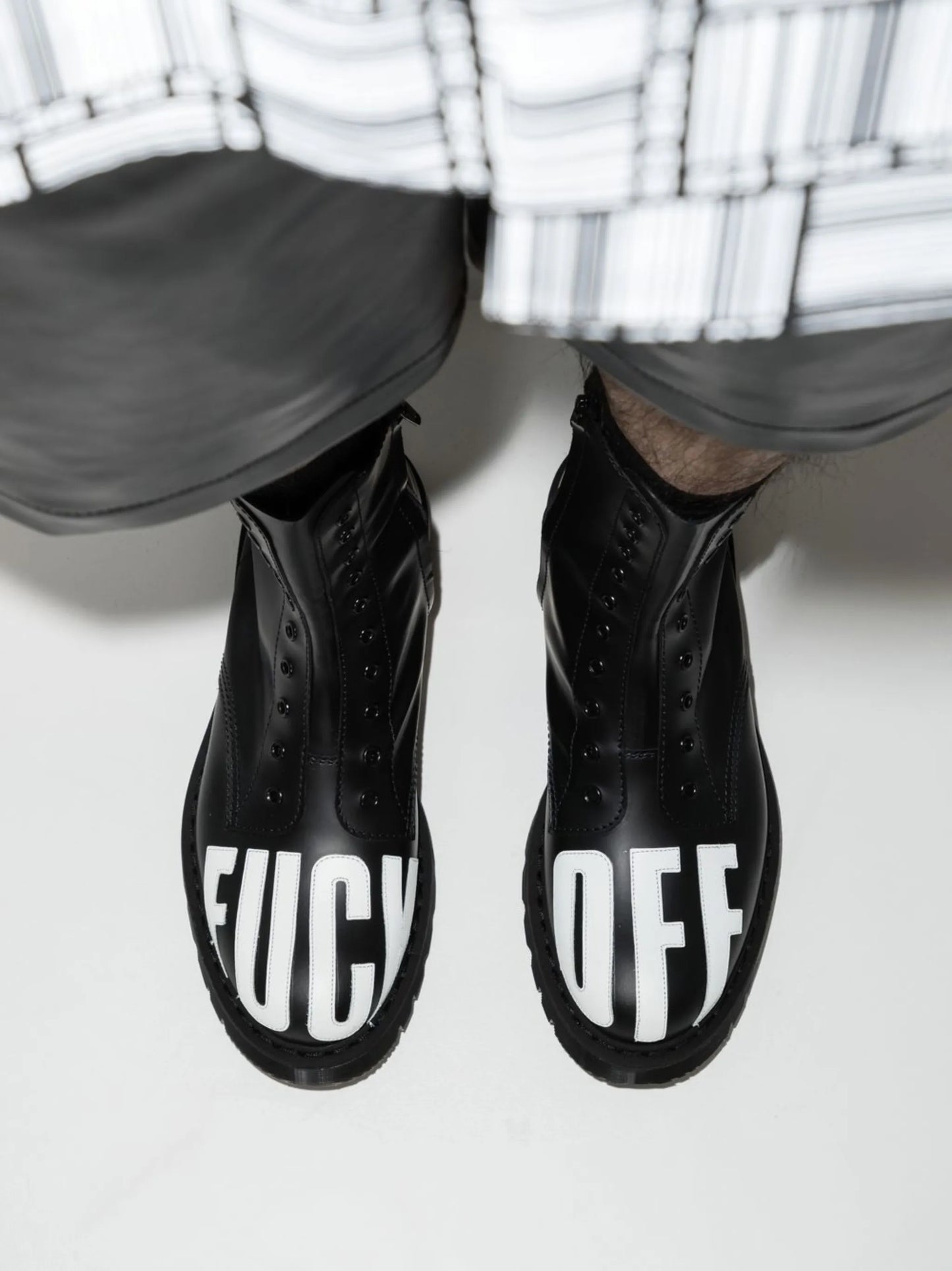slogan-print army boots