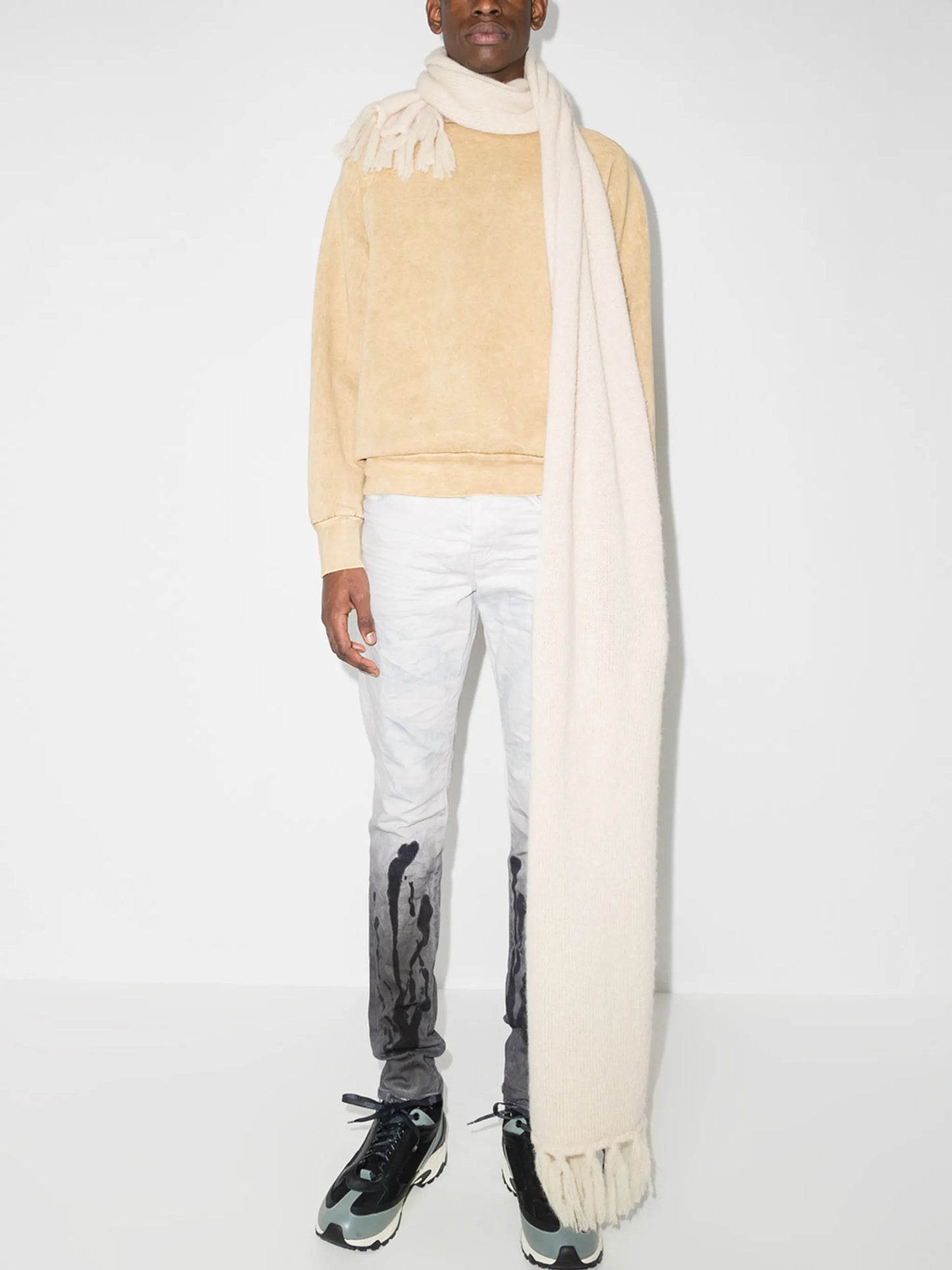 coated hem slim-fit jeans