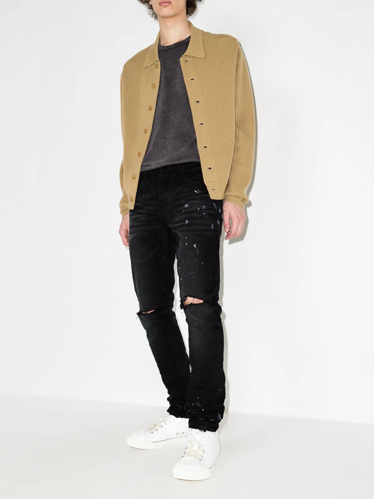 P001 Black Resin Knee Slit 'Black' "Black"