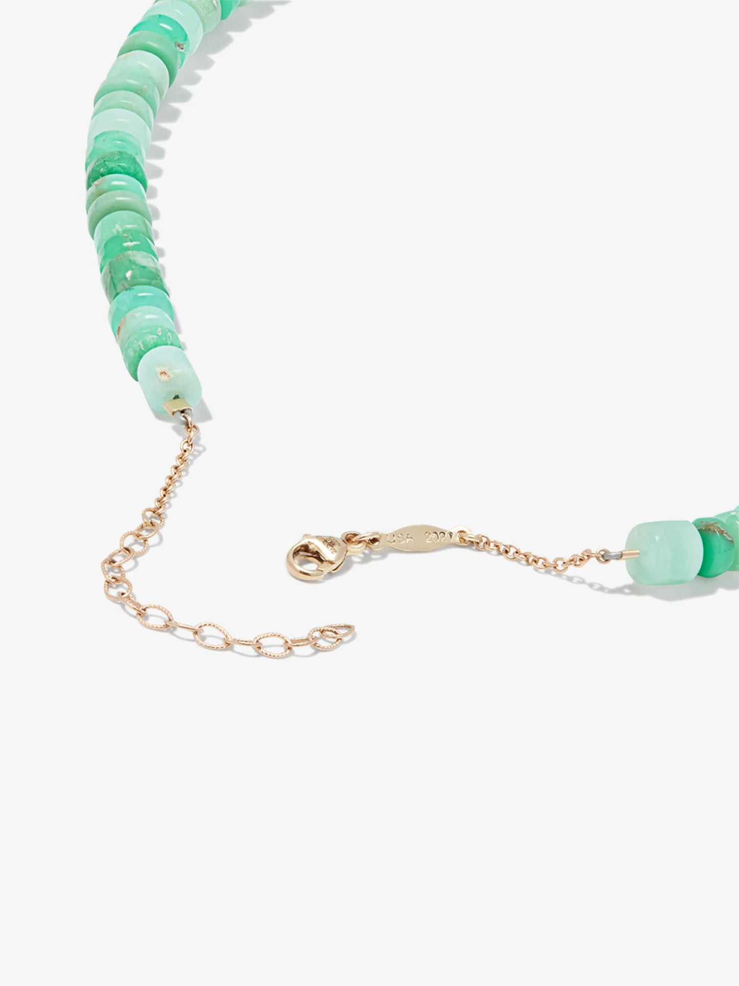 14kt yellow gold chrysoprase necklace