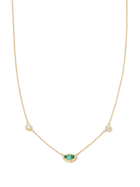 14kt yellow gold Sophia emerald and diamond necklace