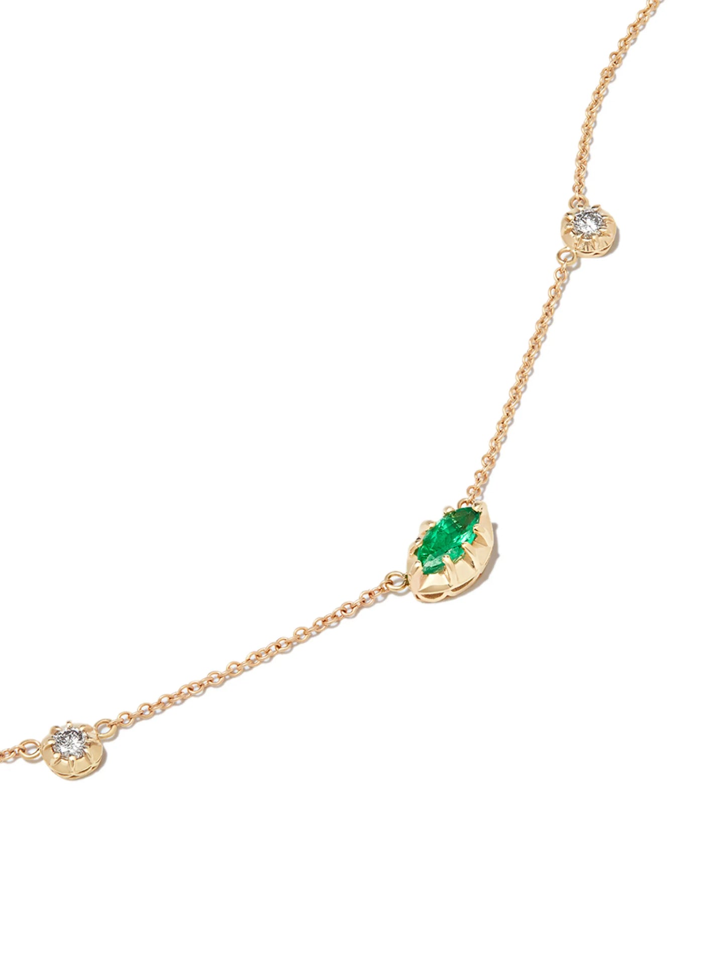 14kt yellow gold Sophia emerald and diamond necklace