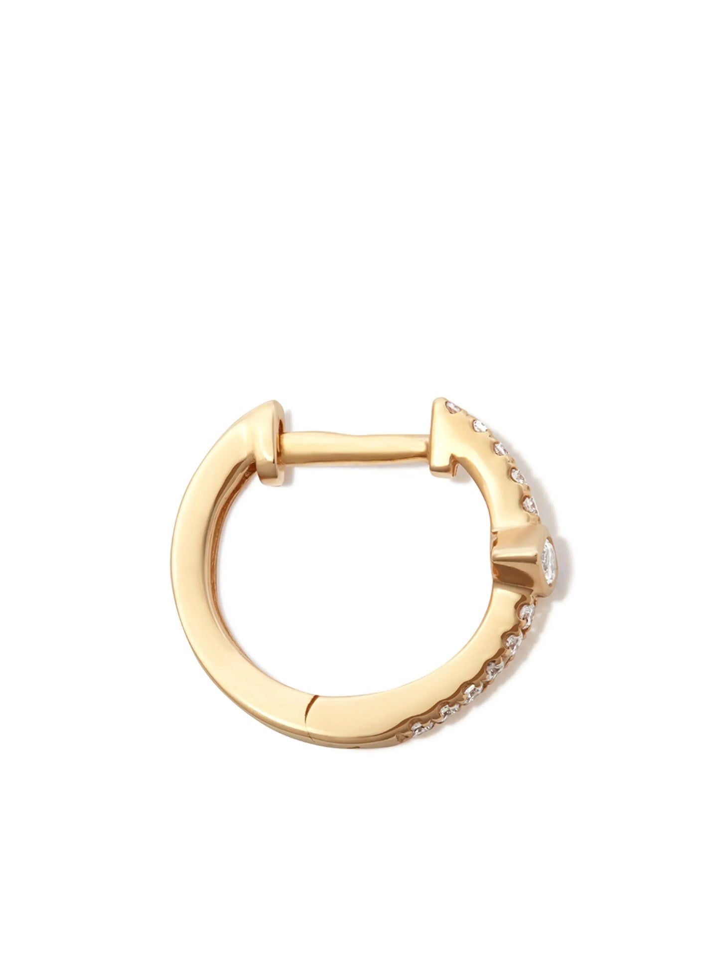 14kt yellow gold diamond hoop earring