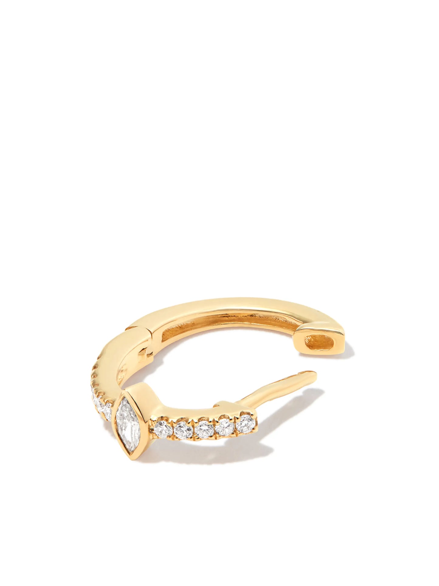 14kt yellow gold diamond hoop earring