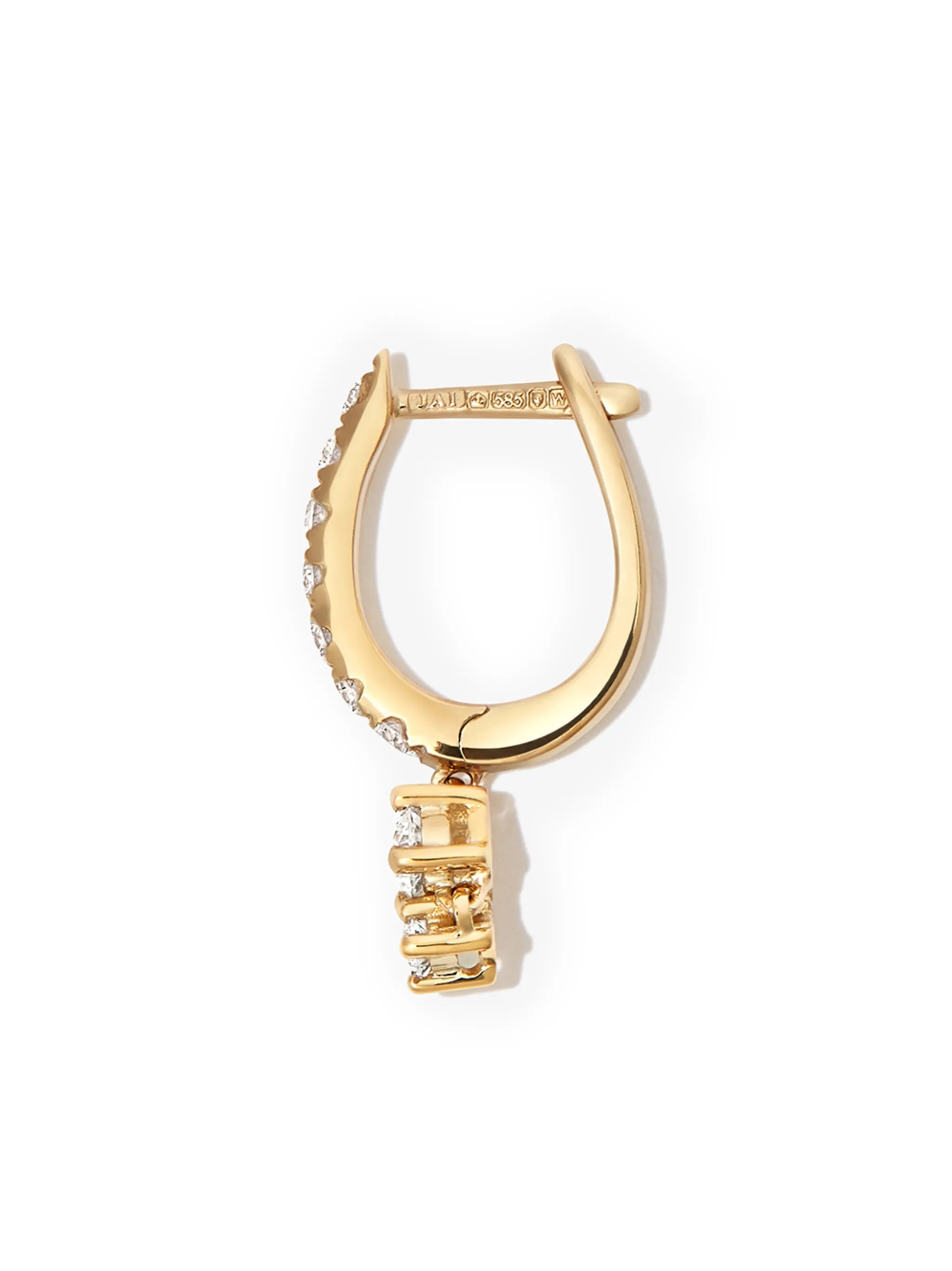 14kt yellow gold diamond mini hoop earring