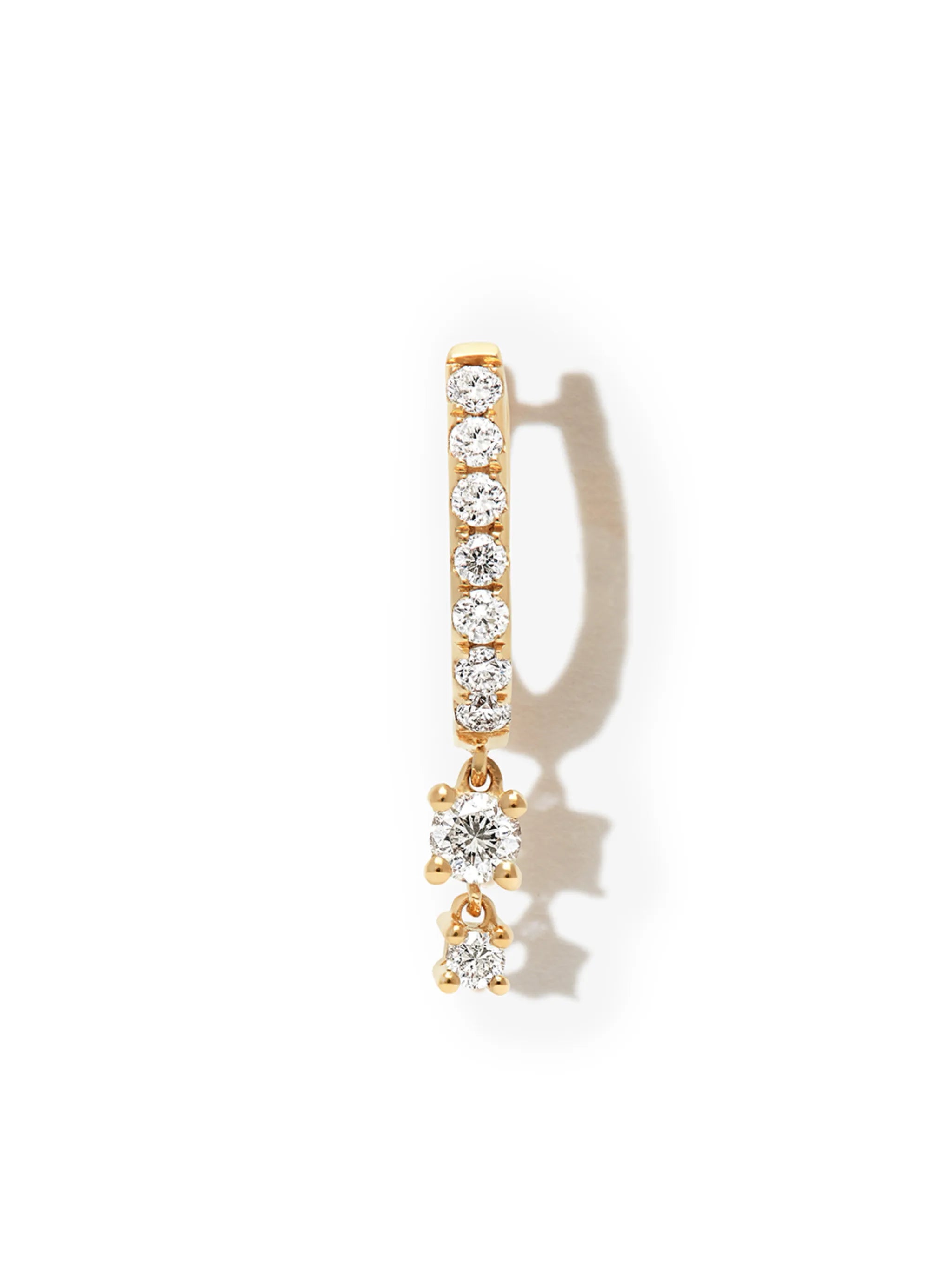 14kt yellow gold diamond mini hoop earring