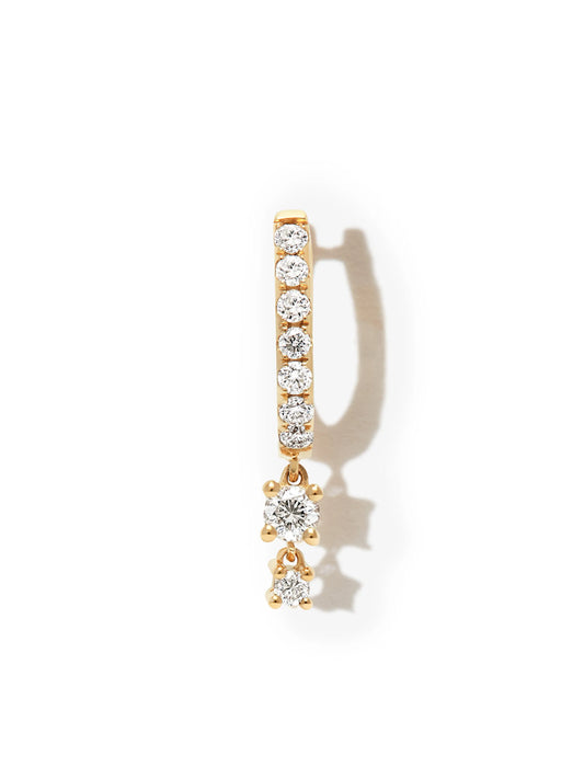 14kt yellow gold diamond mini hoop earring