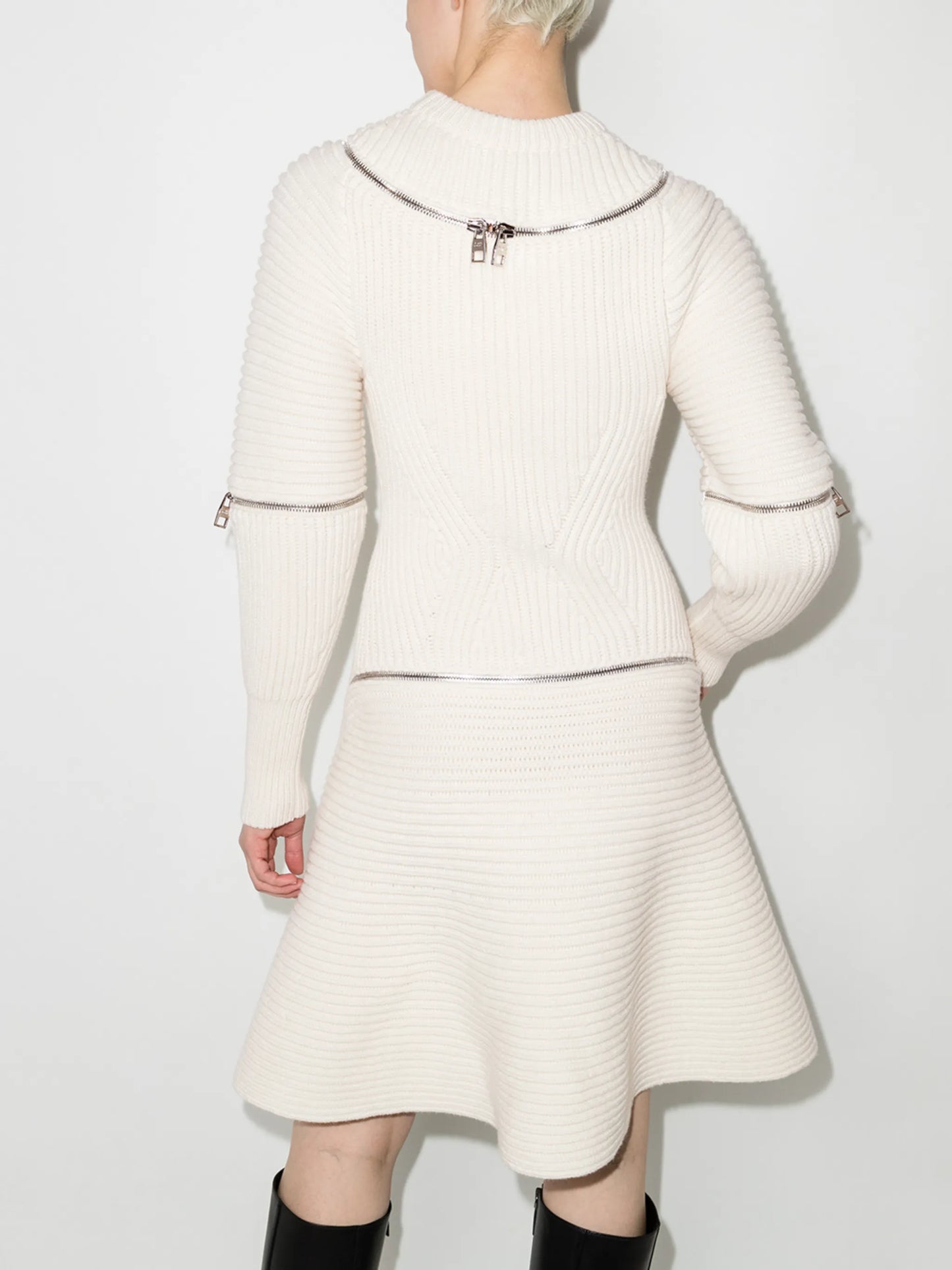 zip-detailing knitted dress