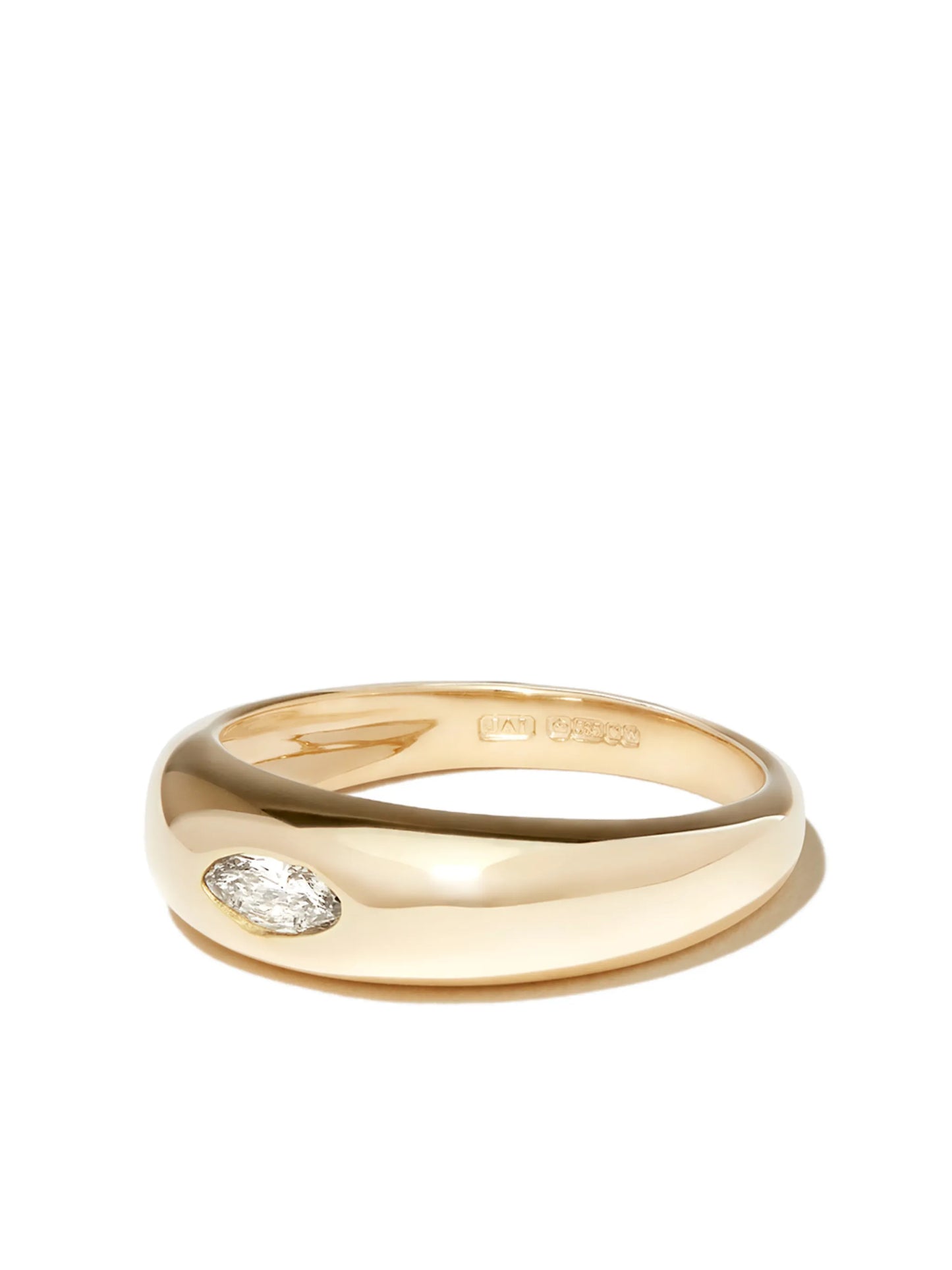 14kt yellow gold smooth dome marquise diamond ring