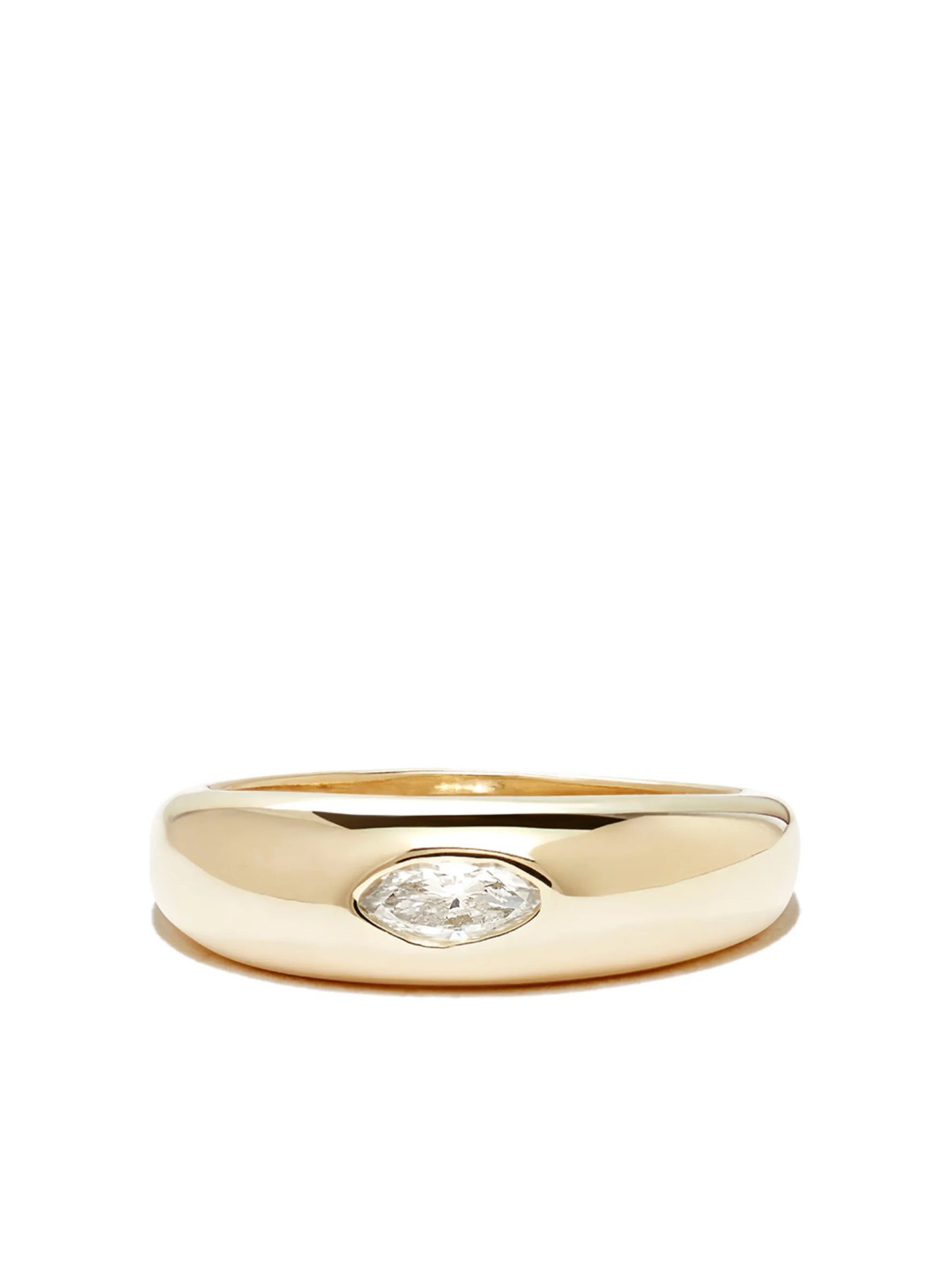 14kt yellow gold smooth dome marquise diamond ring