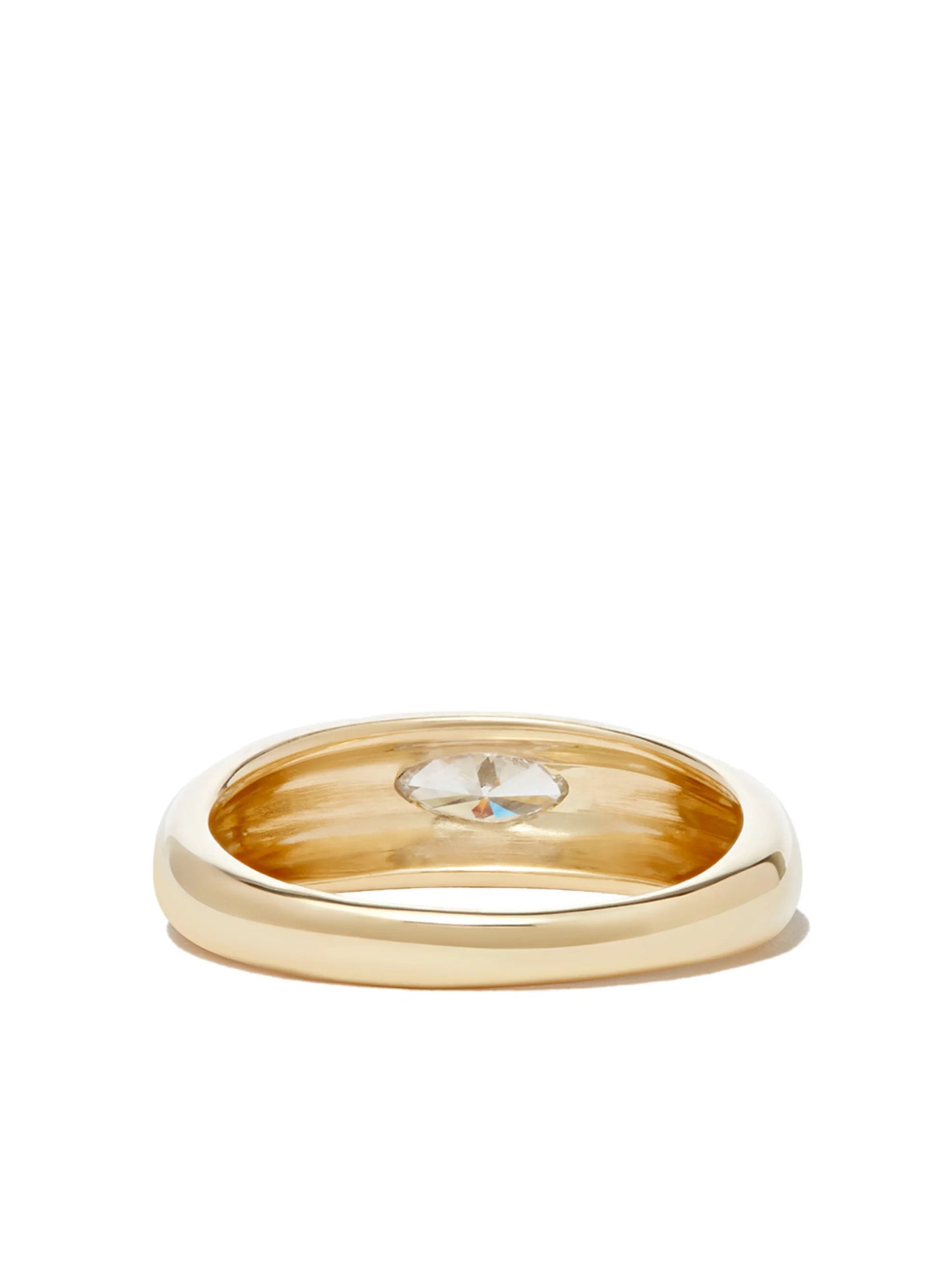 14kt yellow gold smooth dome marquise diamond ring