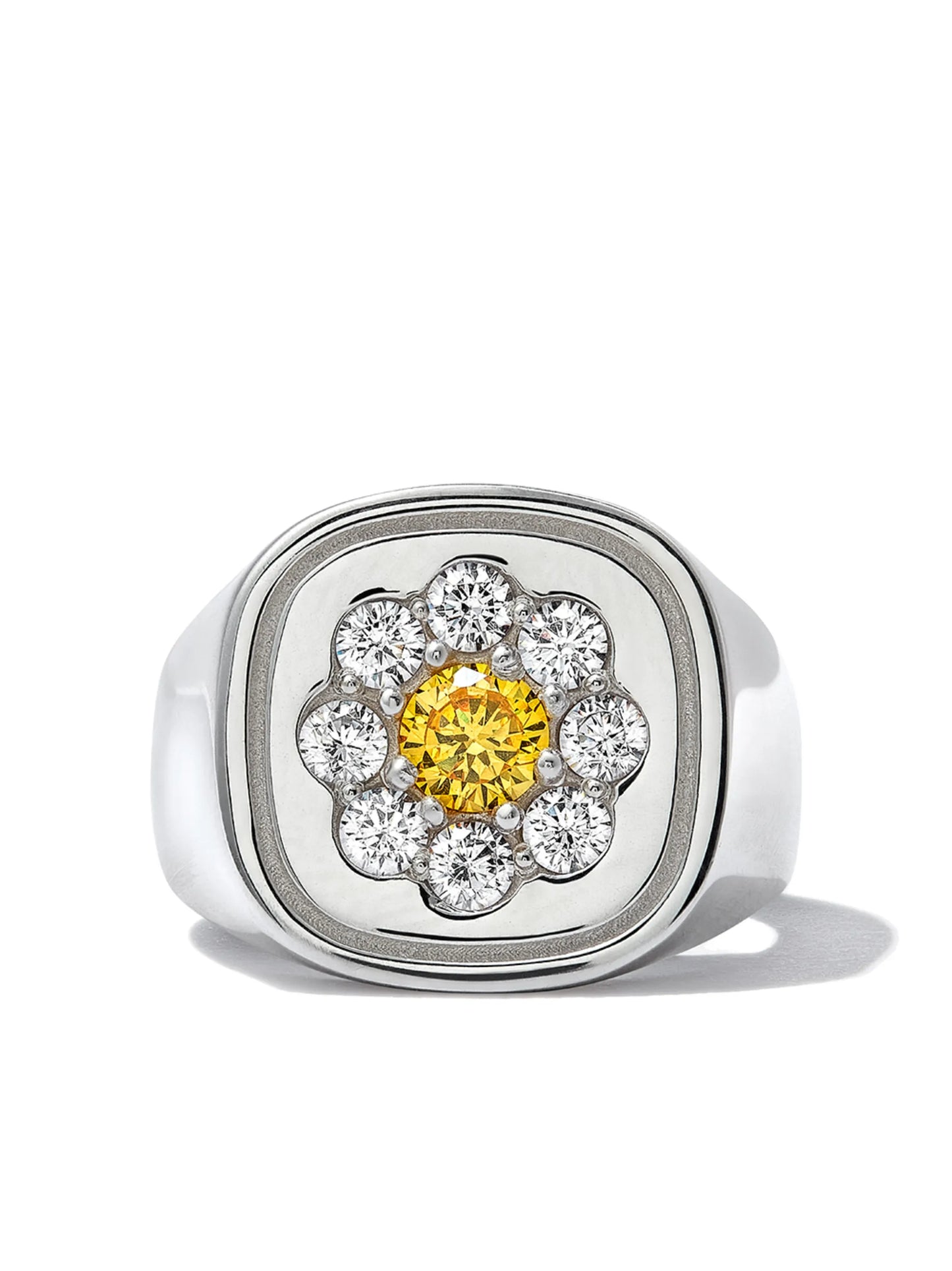 floral crystal-embellished signet ring